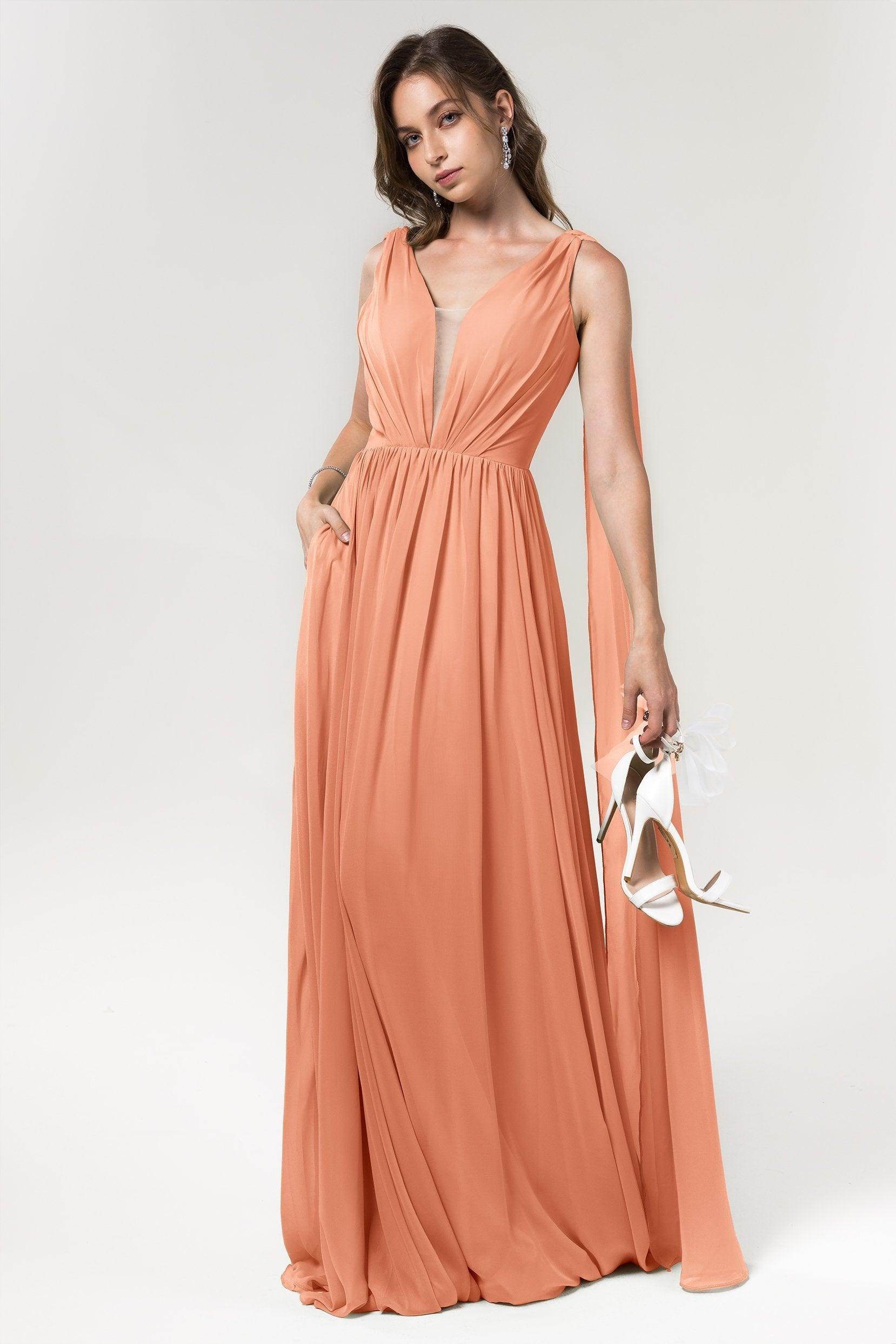 A-Line Floor Length Chiffon Bridesmaid Dress Formal Dresses CB0565 - COCOMELODY