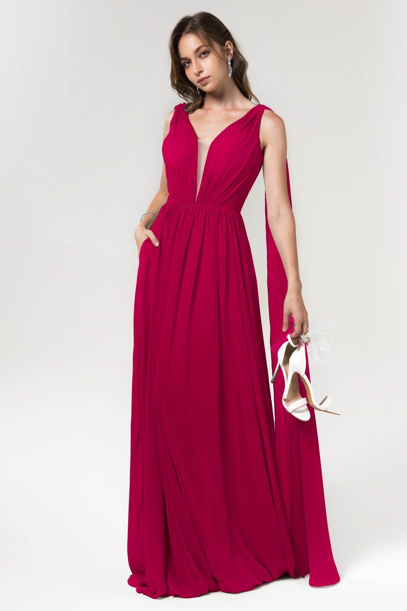 A-Line Floor Length Chiffon Bridesmaid Dress Formal Dresses CB0565 - COCOMELODY