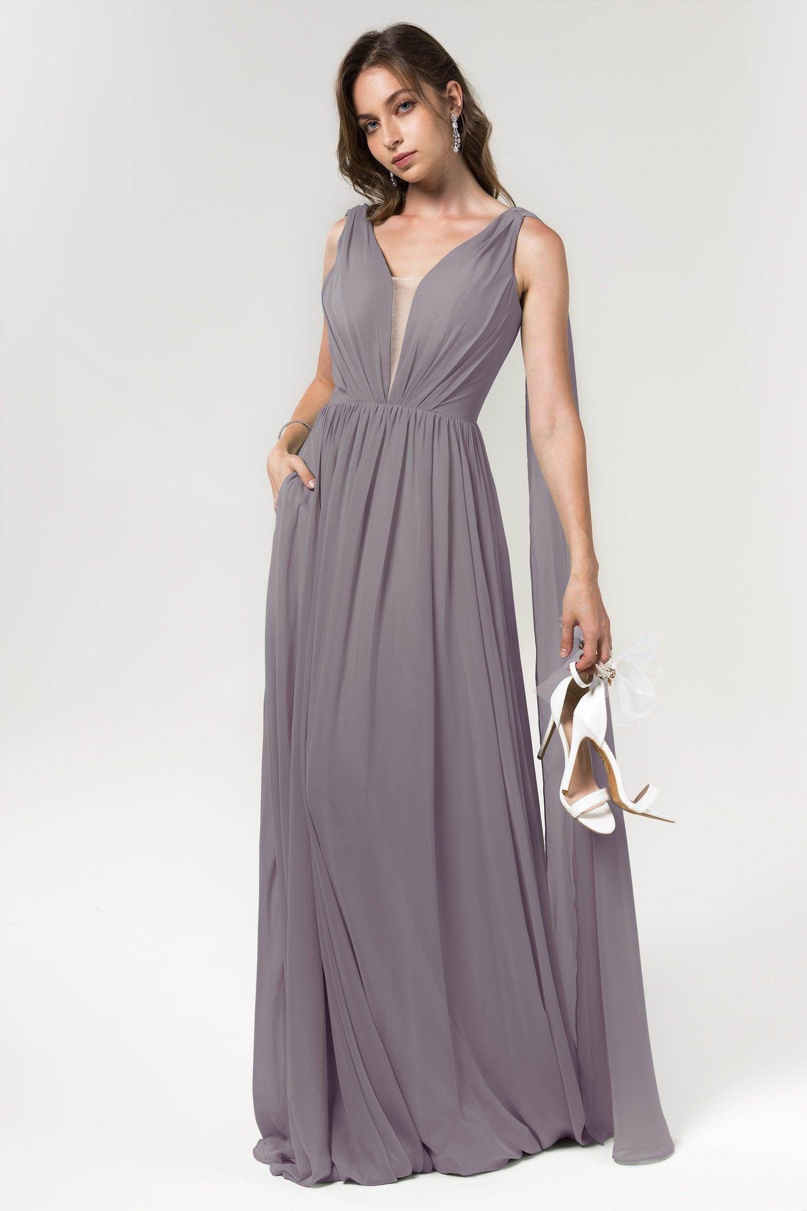 A-Line Floor Length Chiffon Bridesmaid Dress Formal Dresses CB0565 - COCOMELODY