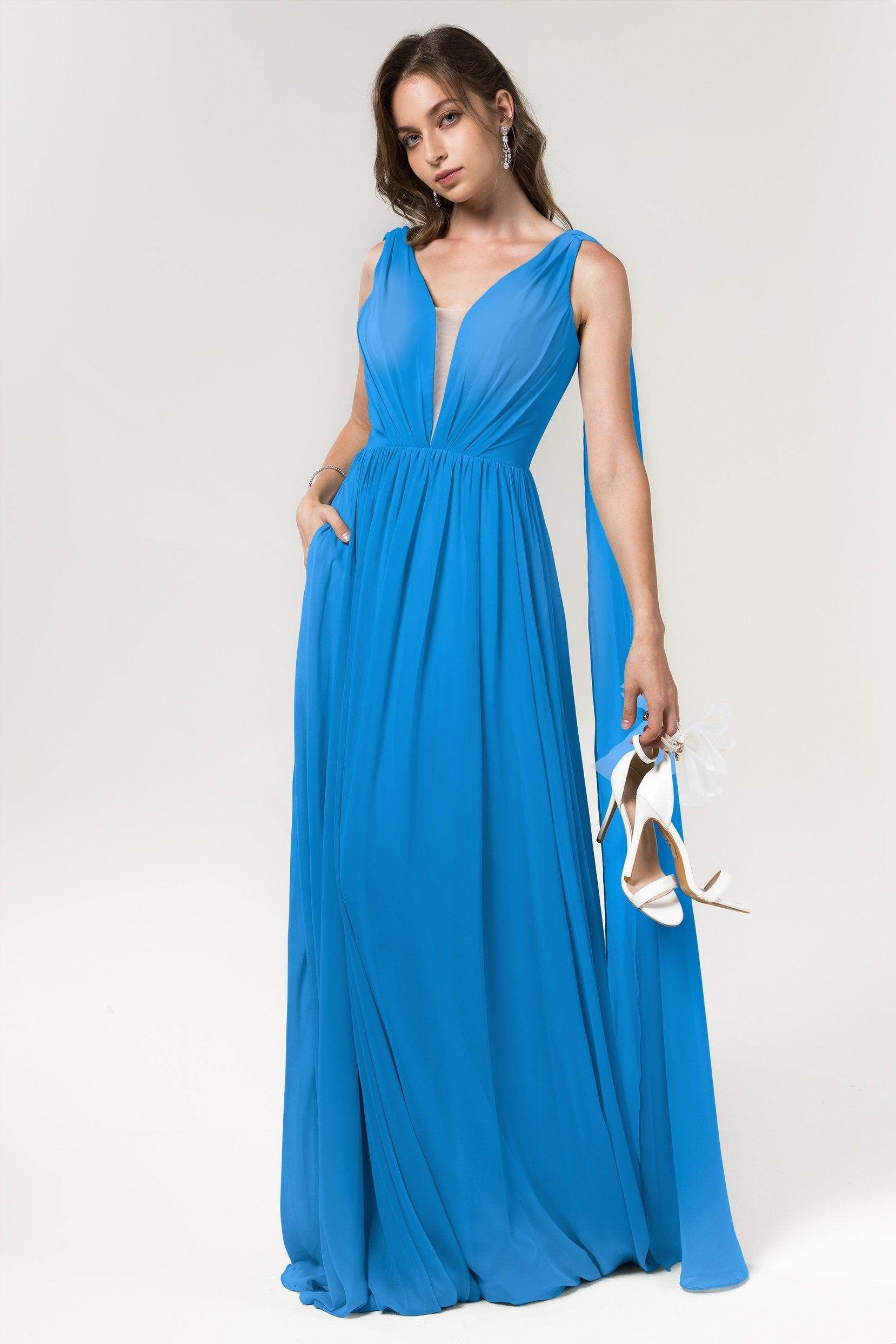 A-Line Floor Length Chiffon Bridesmaid Dress Formal Dresses CB0565 - COCOMELODY