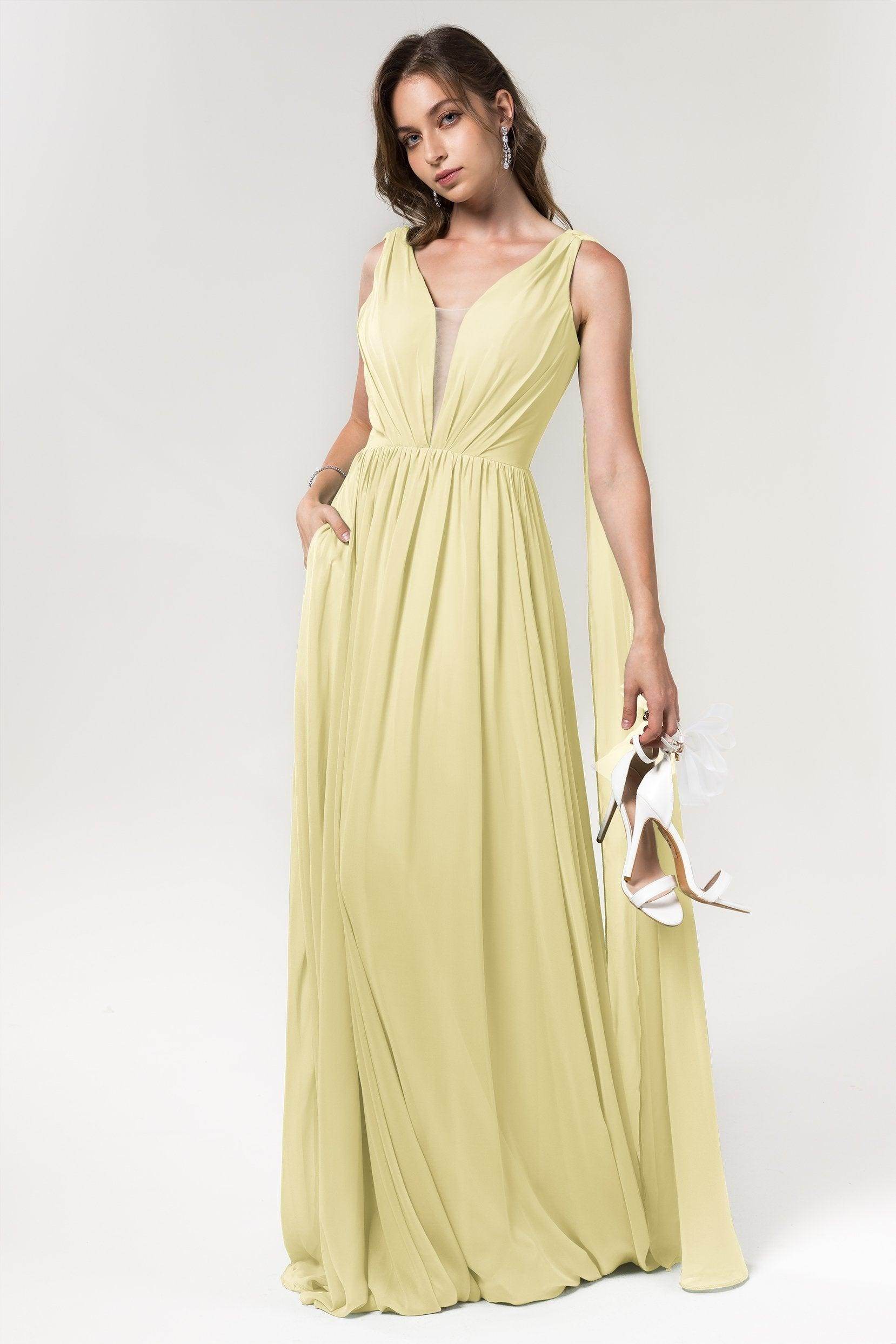 A-Line Floor Length Chiffon Bridesmaid Dress Formal Dresses CB0565 - COCOMELODY
