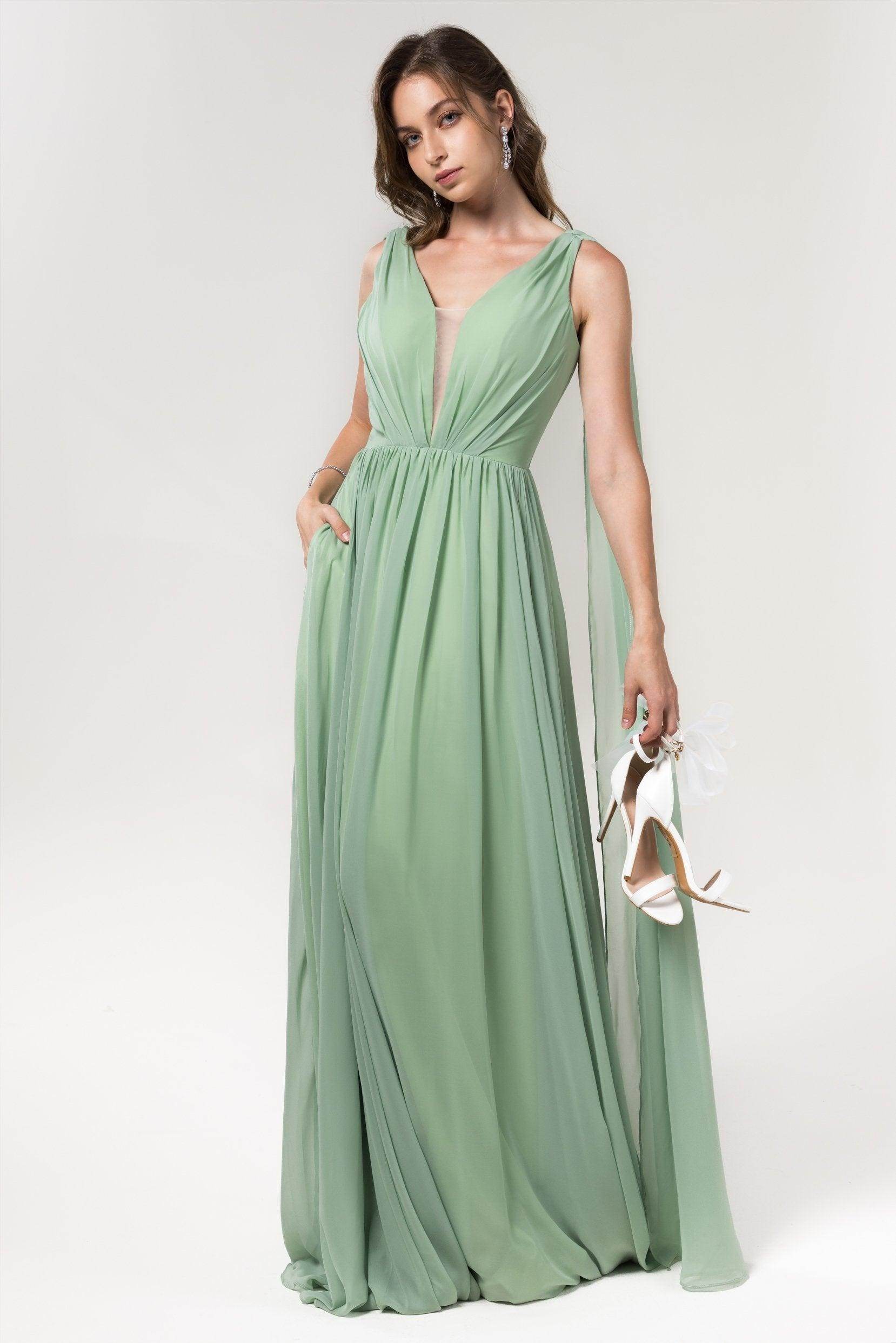 A-Line Floor Length Chiffon Bridesmaid Dress Formal Dresses CB0565 - COCOMELODY