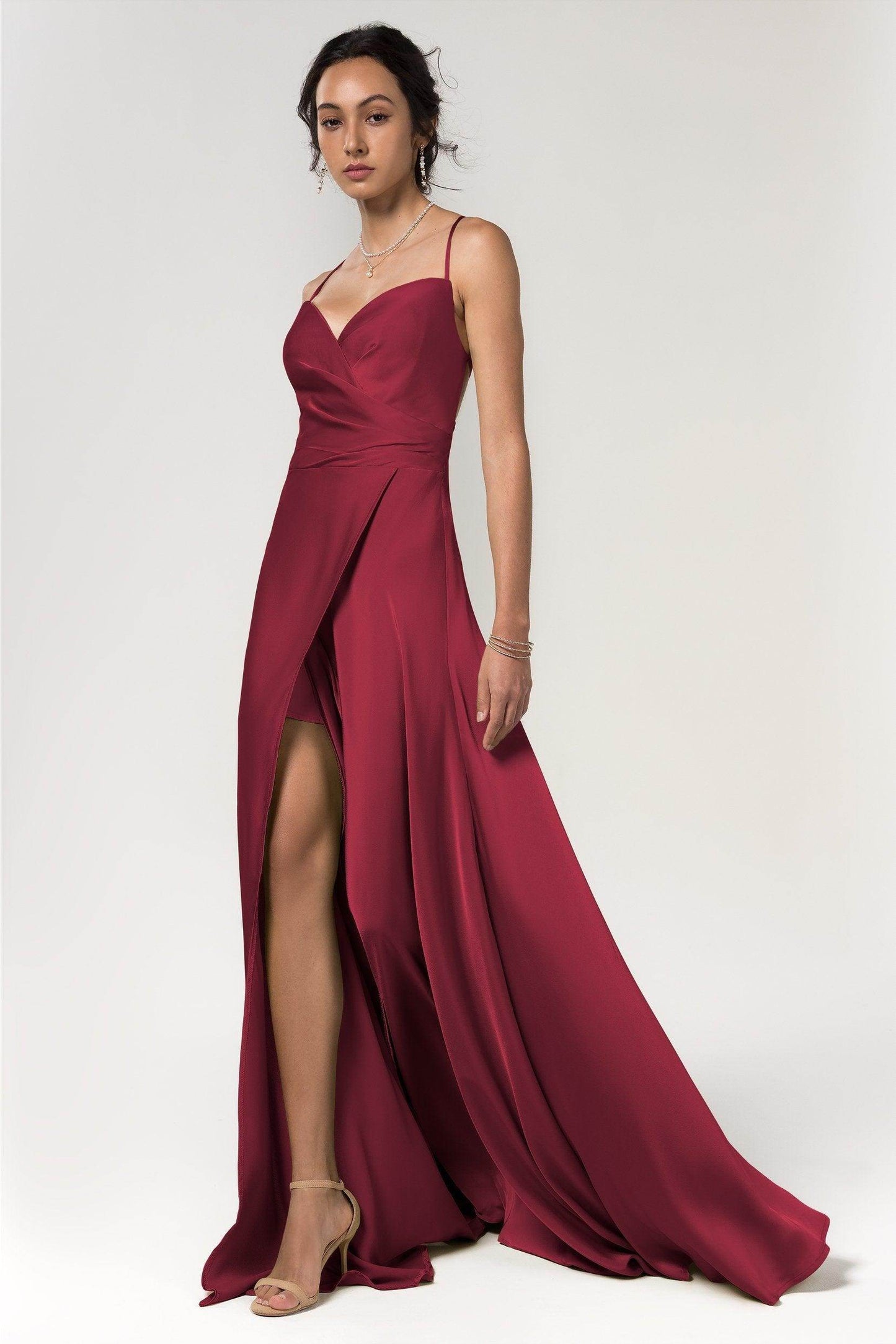 A-Line Floor Length Luxe Satin Bridesmaid Dress Formal Dresses CB0579 - COCOMELODY
