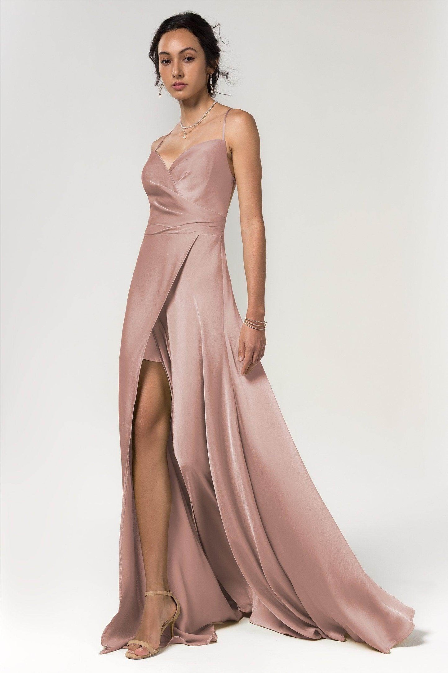 A-Line Floor Length Luxe Satin Bridesmaid Dress Formal Dresses CB0579 - COCOMELODY