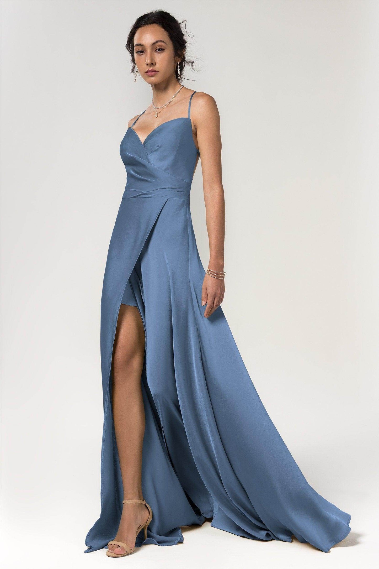 A-Line Floor Length Luxe Satin Bridesmaid Dress Formal Dresses CB0579 - COCOMELODY