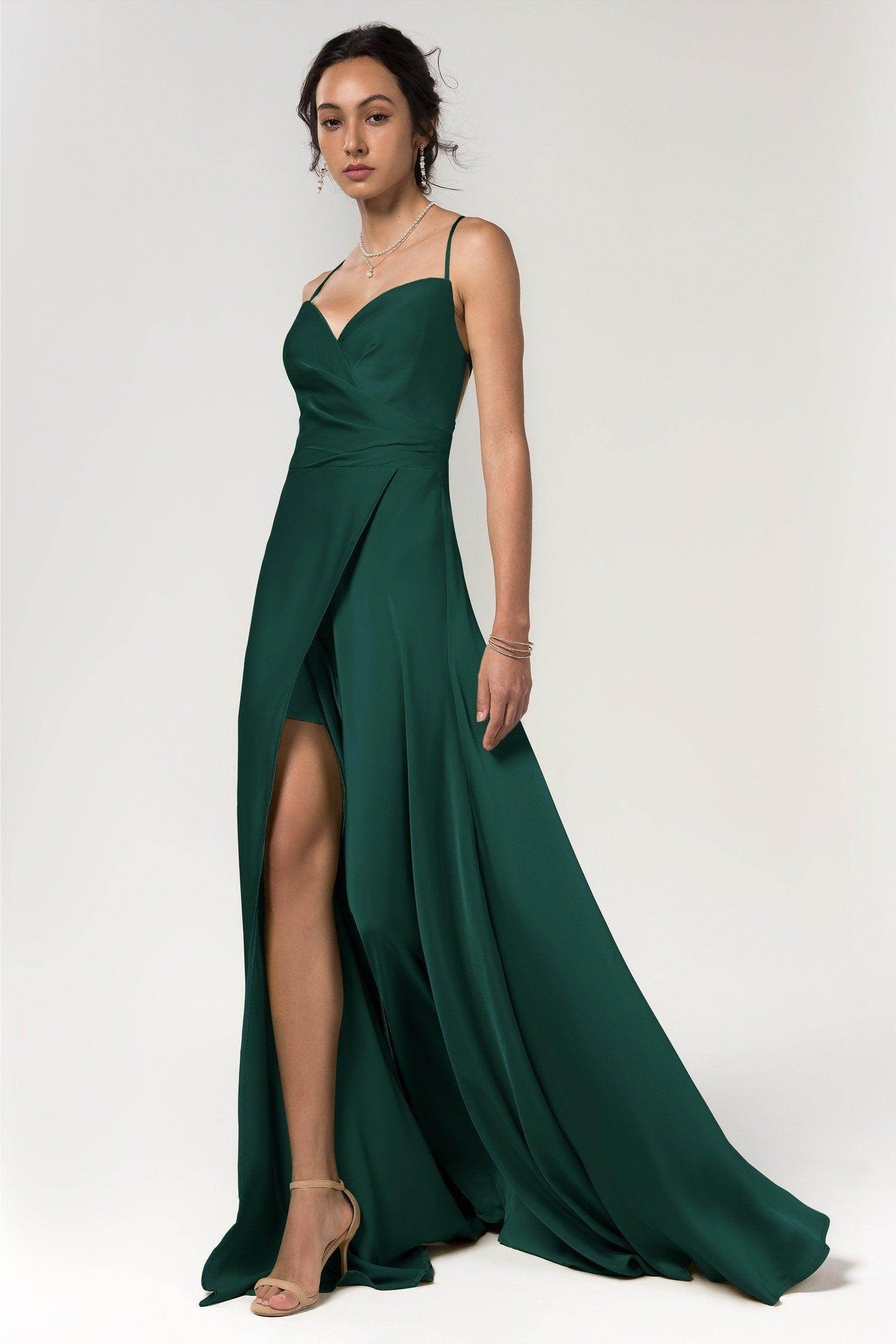 A-Line Floor Length Luxe Satin Bridesmaid Dress Formal Dresses CB0579 - COCOMELODY