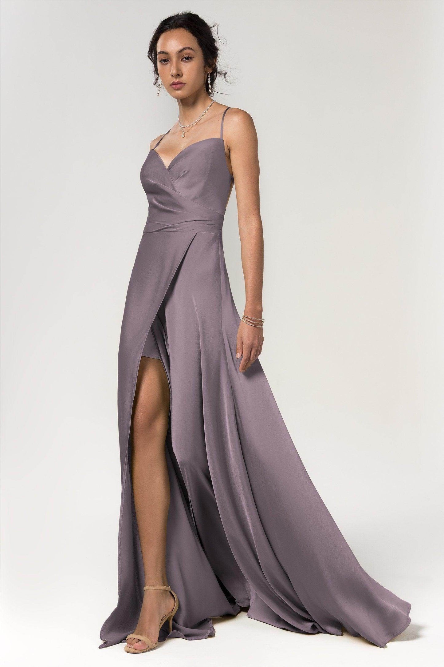 A-Line Floor Length Luxe Satin Bridesmaid Dress Formal Dresses CB0579 - COCOMELODY