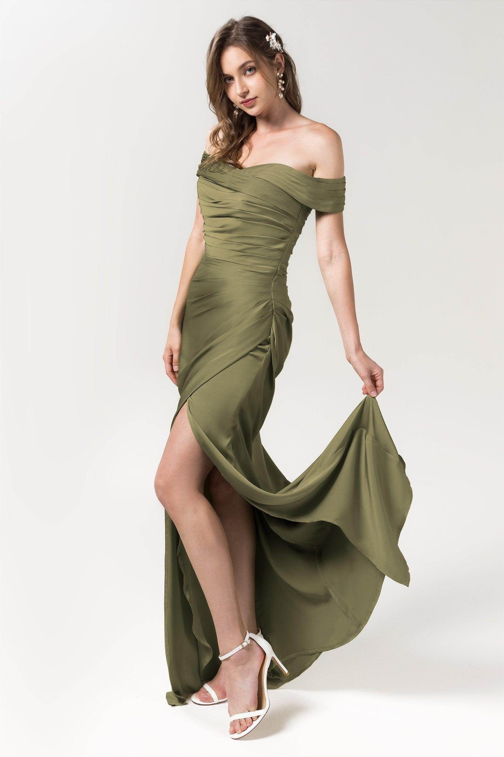 Sheath Floor Length Luxe Satin Bridesmaid Dress Formal Dresses CB0580 - COCOMELODY