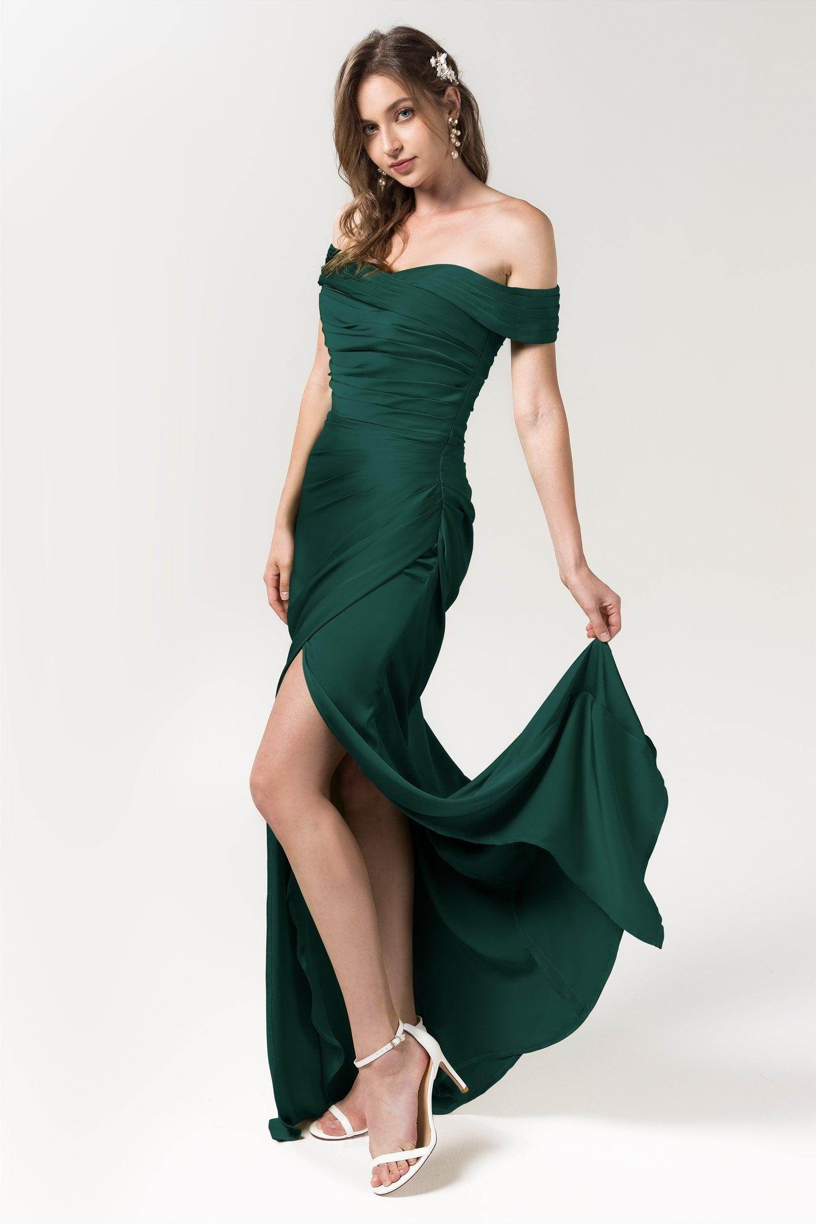 Sheath Floor Length Luxe Satin Bridesmaid Dress Formal Dresses CB0580 - COCOMELODY