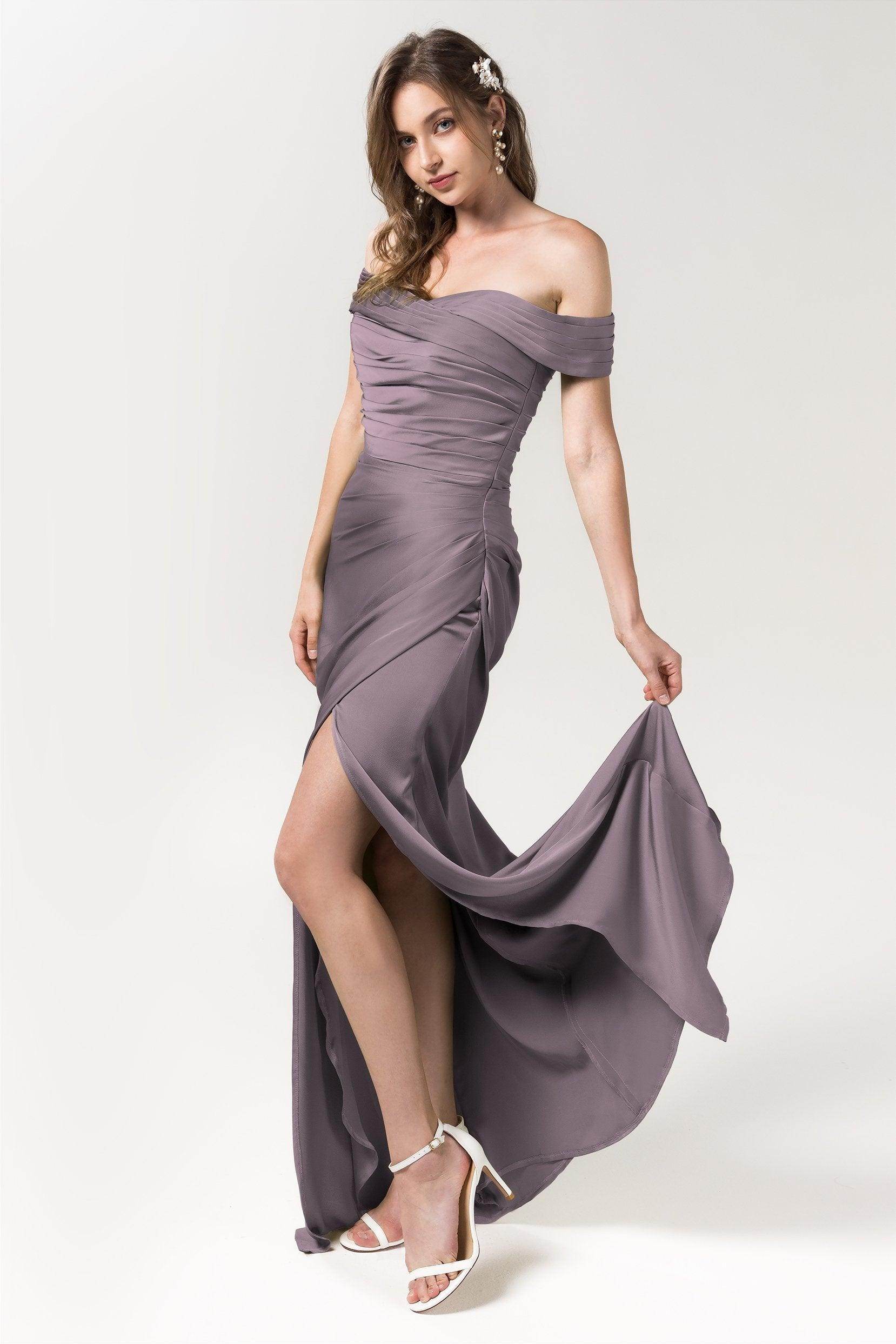 Sheath Floor Length Luxe Satin Bridesmaid Dress Formal Dresses CB0580 - COCOMELODY