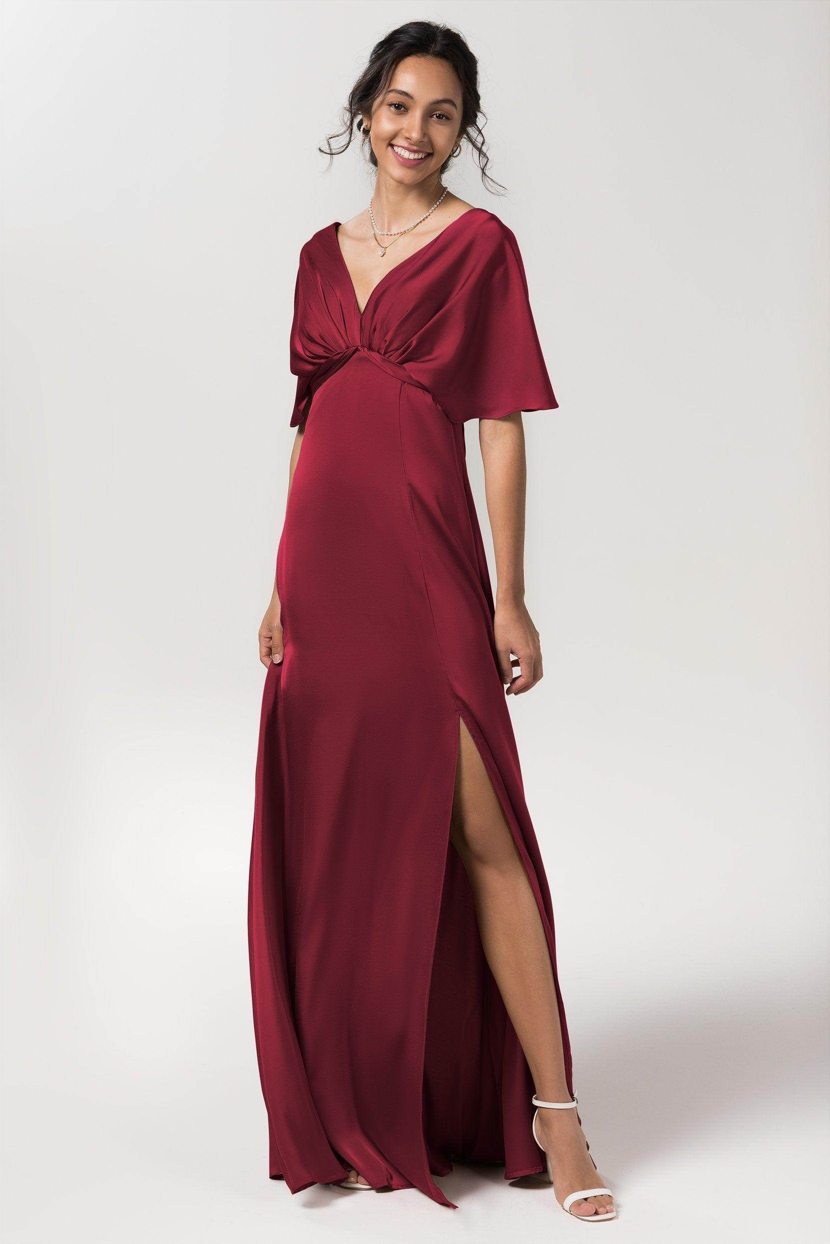 Sheath Floor Length Luxe Satin Bridesmaid Dress Formal Dresses CB0584PS - COCOMELODY