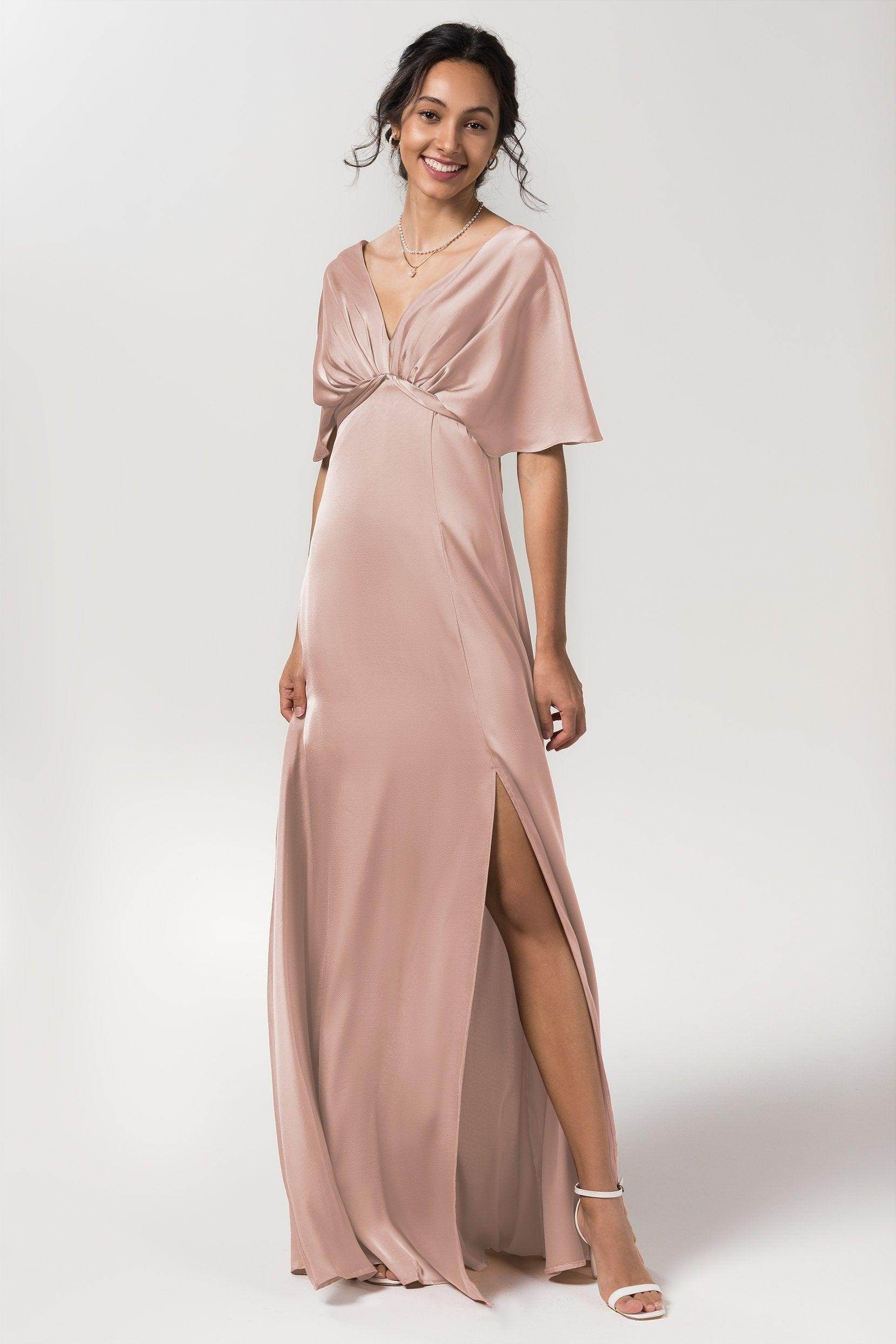 Sheath Floor Length Luxe Satin Bridesmaid Dress Formal Dresses CB0584PS - COCOMELODY