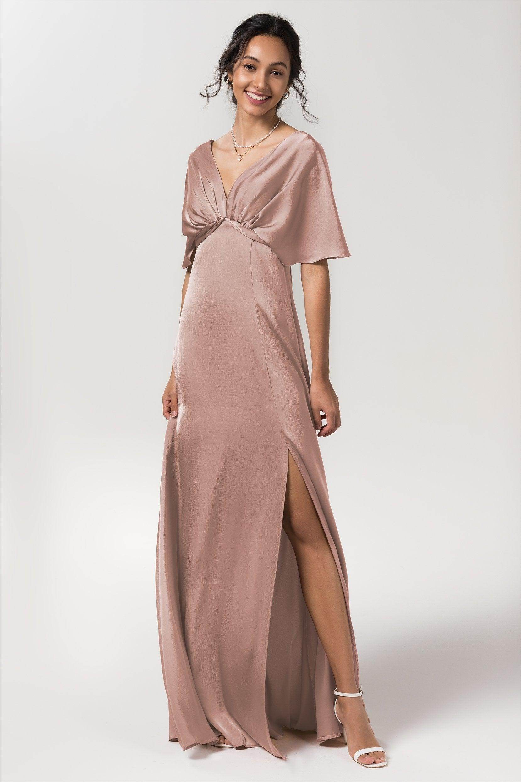 Sheath Floor Length Luxe Satin Bridesmaid Dress Formal Dresses CB0584PS - COCOMELODY