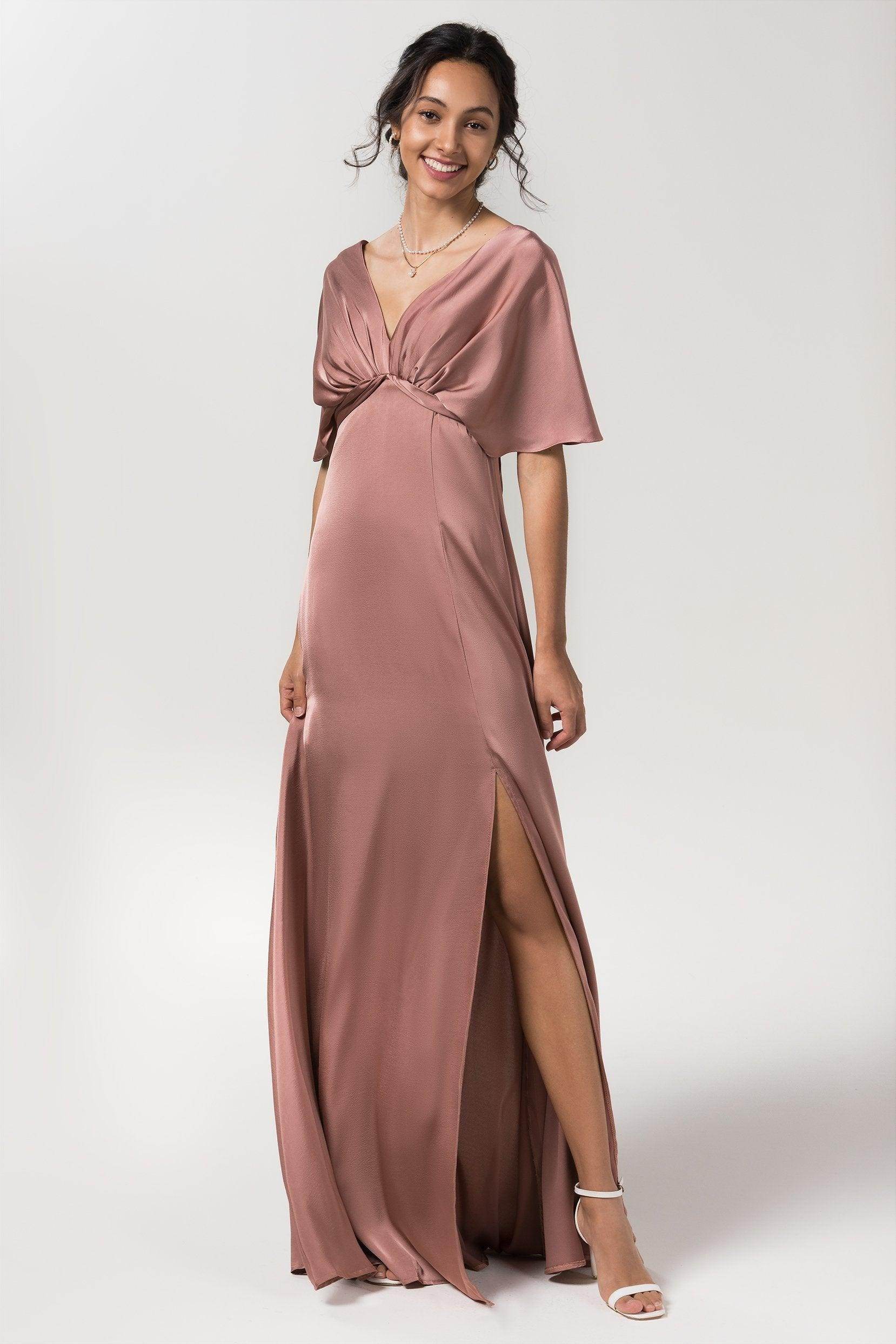 Sheath Floor Length Luxe Satin Bridesmaid Dress Formal Dresses CB0584PS - COCOMELODY