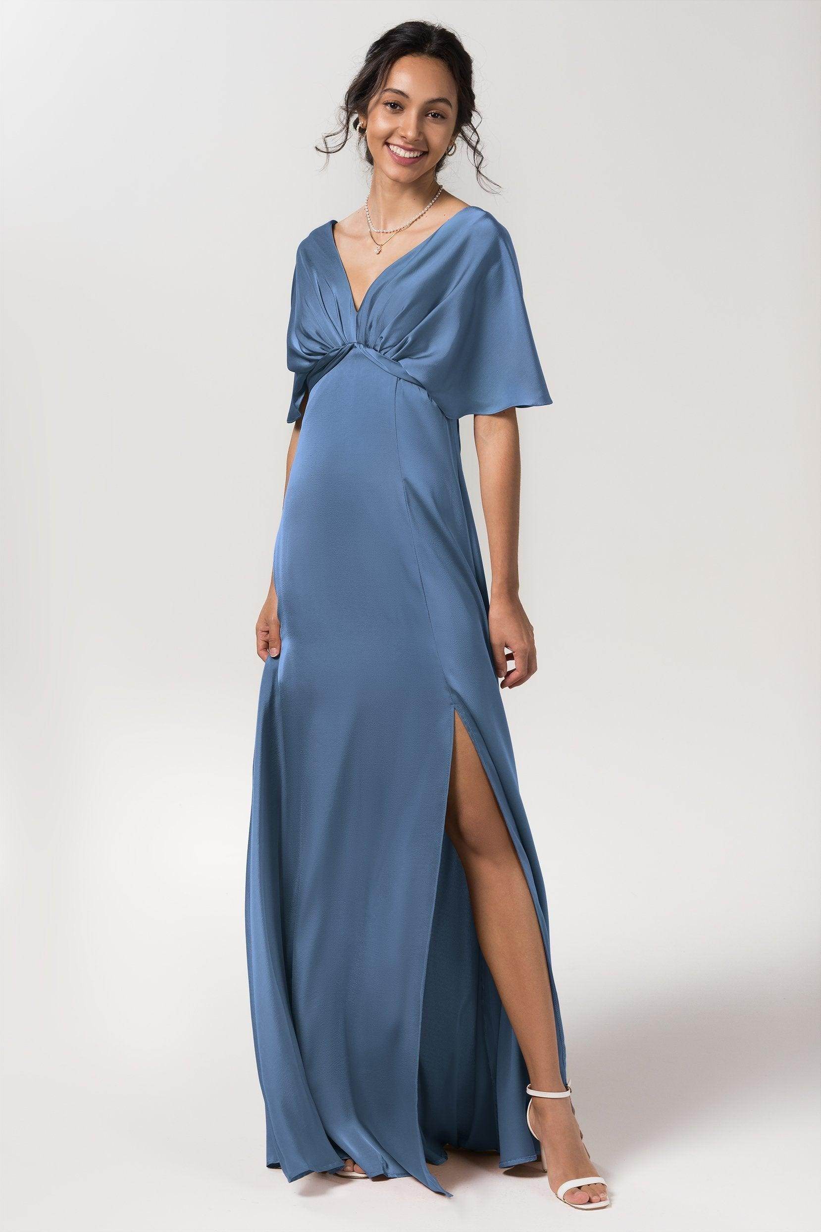 Sheath Floor Length Luxe Satin Bridesmaid Dress Formal Dresses CB0584PS - COCOMELODY