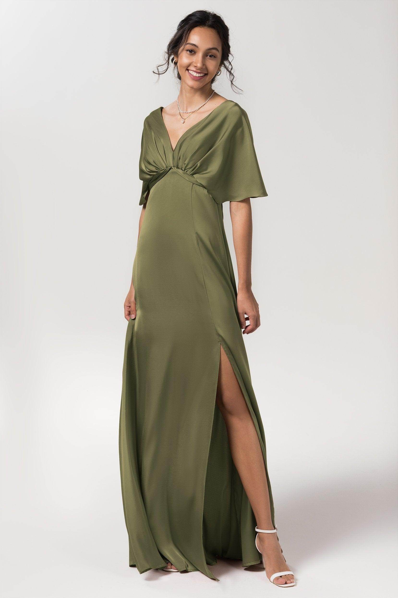 Sheath Floor Length Luxe Satin Bridesmaid Dress Formal Dresses CB0584PS - COCOMELODY