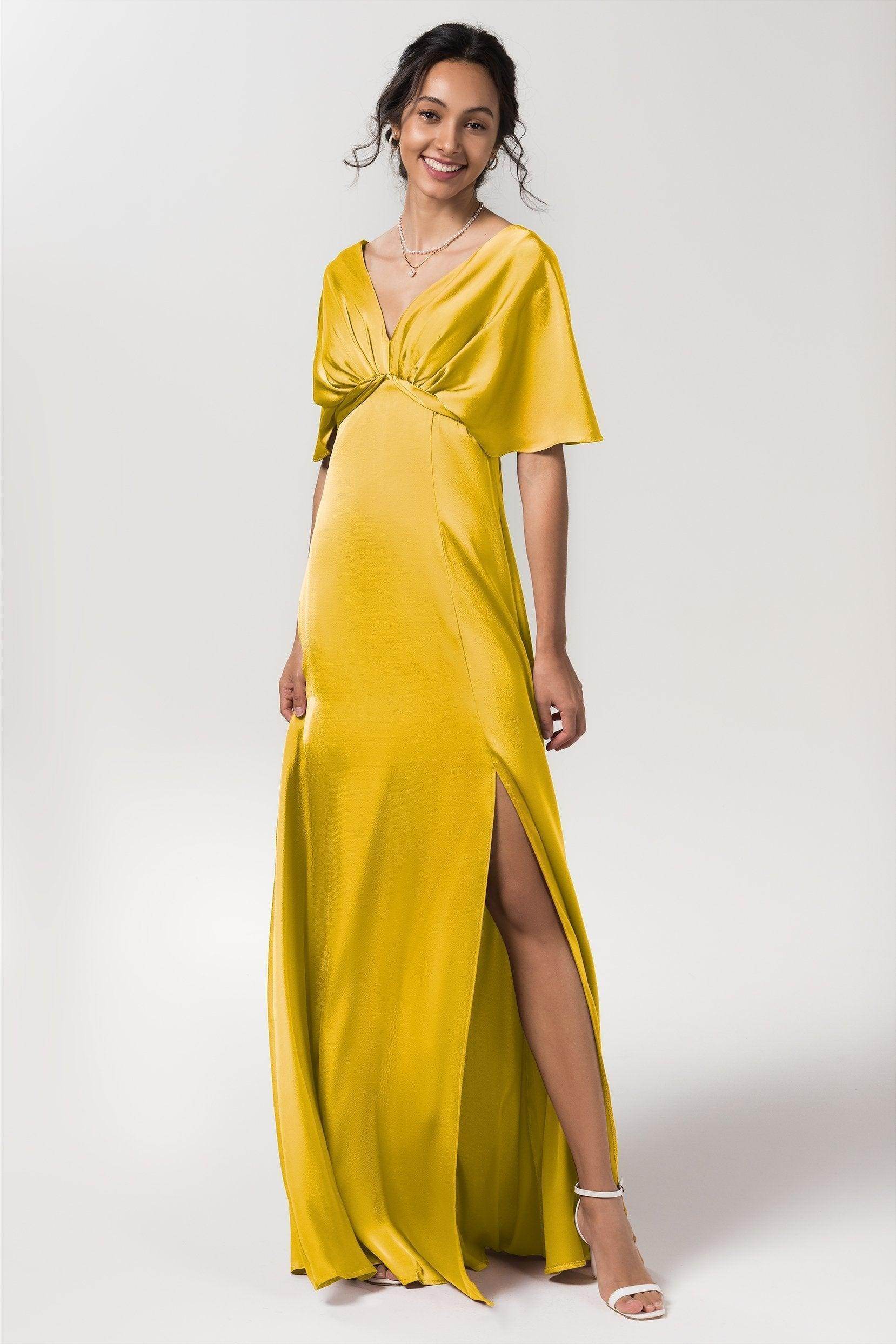 Sheath Floor Length Luxe Satin Bridesmaid Dress Formal Dresses CB0584PS - COCOMELODY