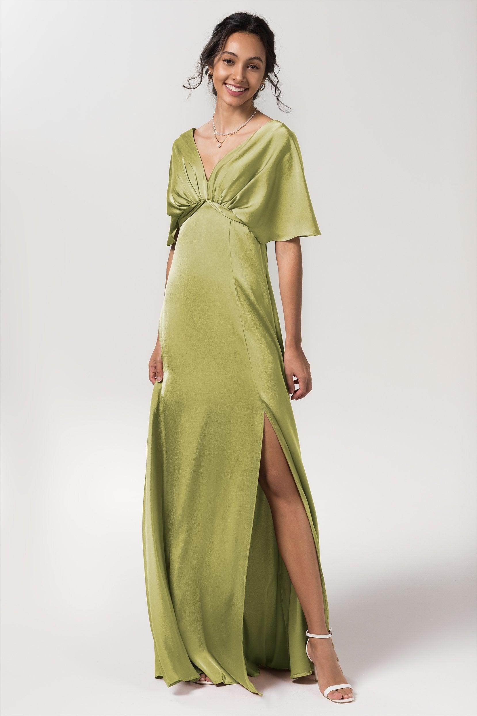 Sheath Floor Length Luxe Satin Bridesmaid Dress Formal Dresses CB0584PS - COCOMELODY