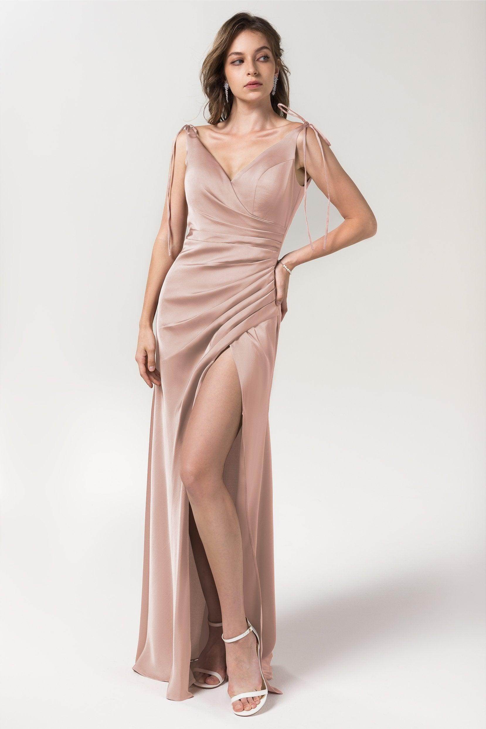 Sheath Floor Length Luxe Satin Bridesmaid Dress Formal Dresses CB0585 - COCOMELODY