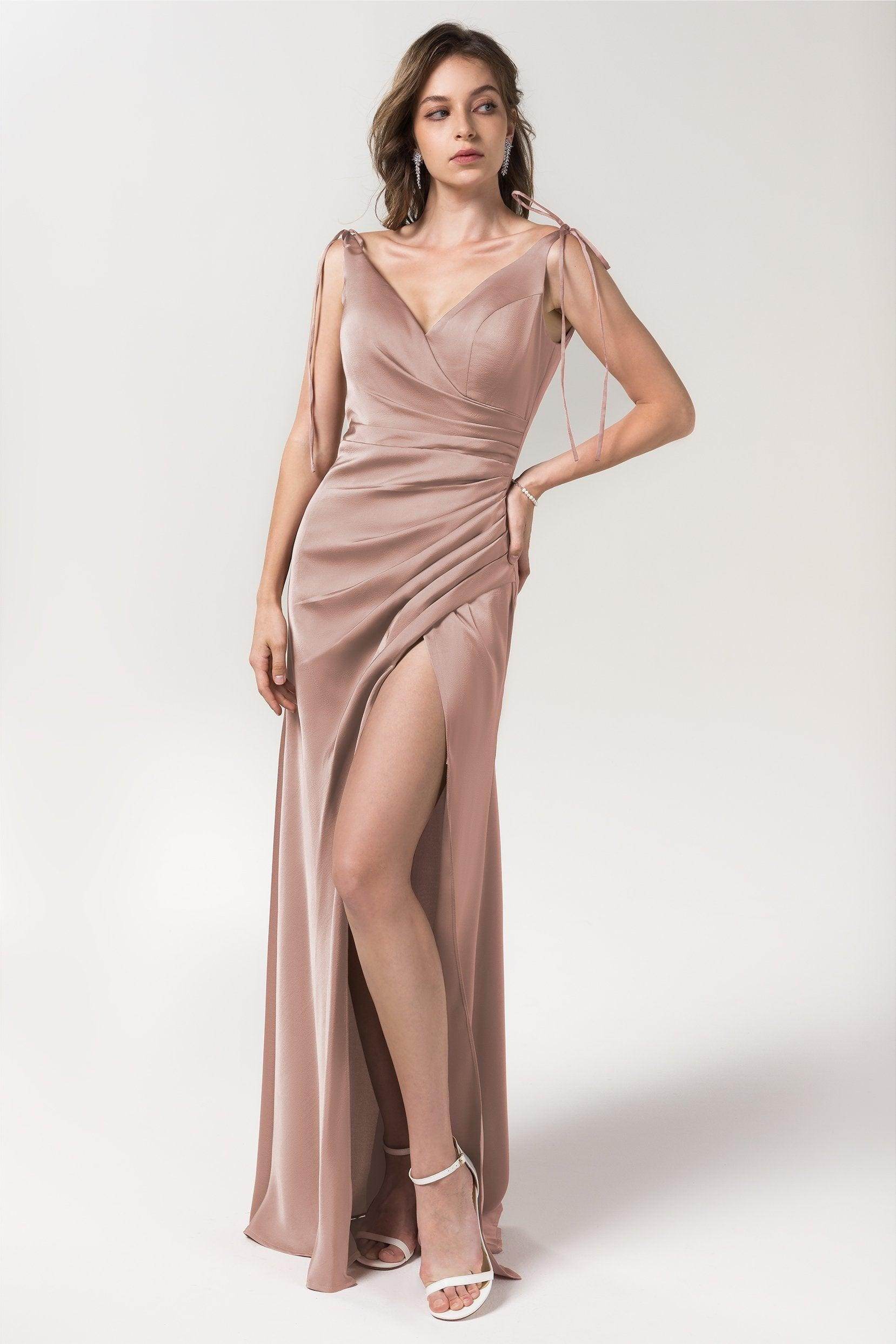 Sheath Floor Length Luxe Satin Bridesmaid Dress Formal Dresses CB0585 - COCOMELODY