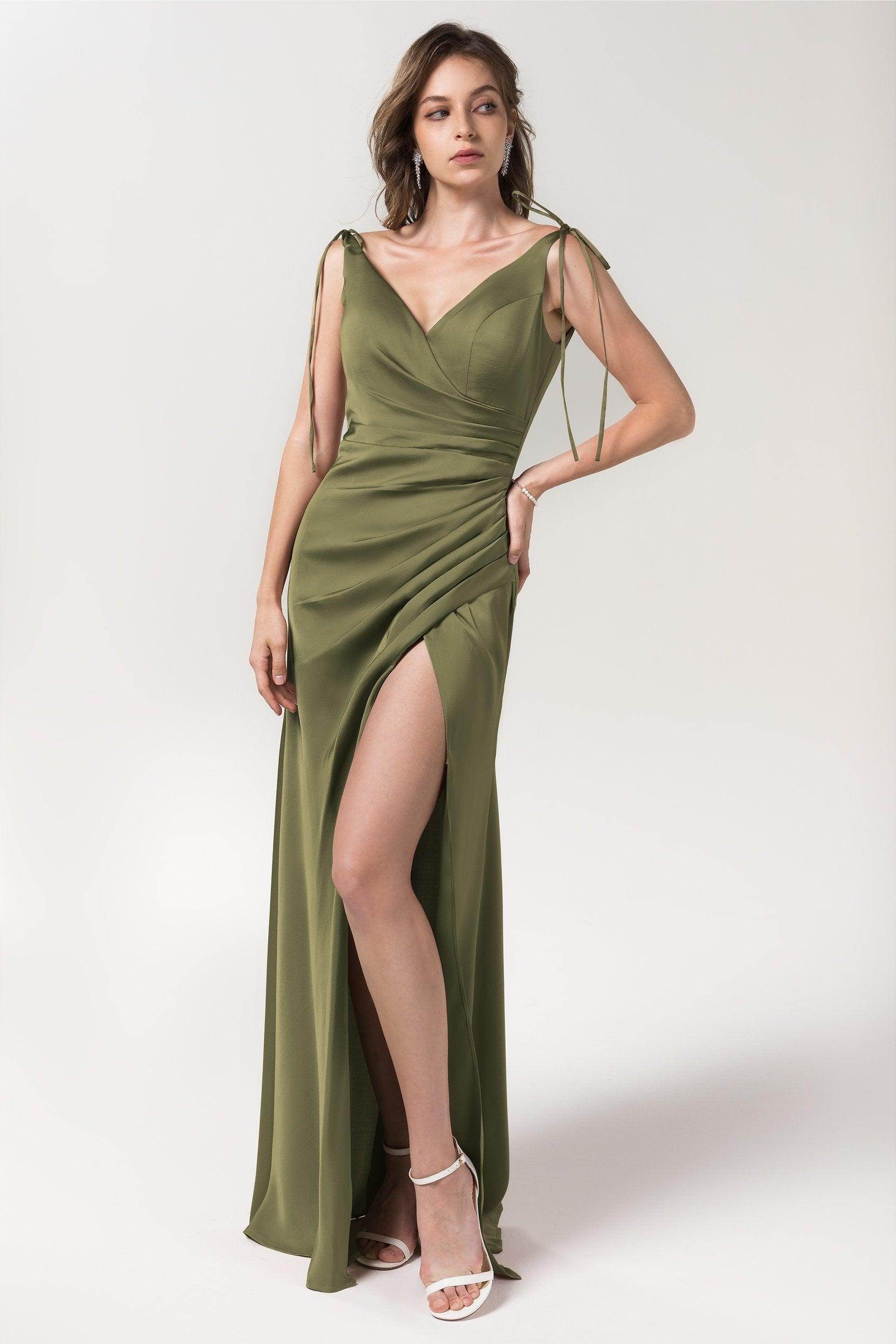 Sheath Floor Length Luxe Satin Bridesmaid Dress Formal Dresses CB0585 - COCOMELODY