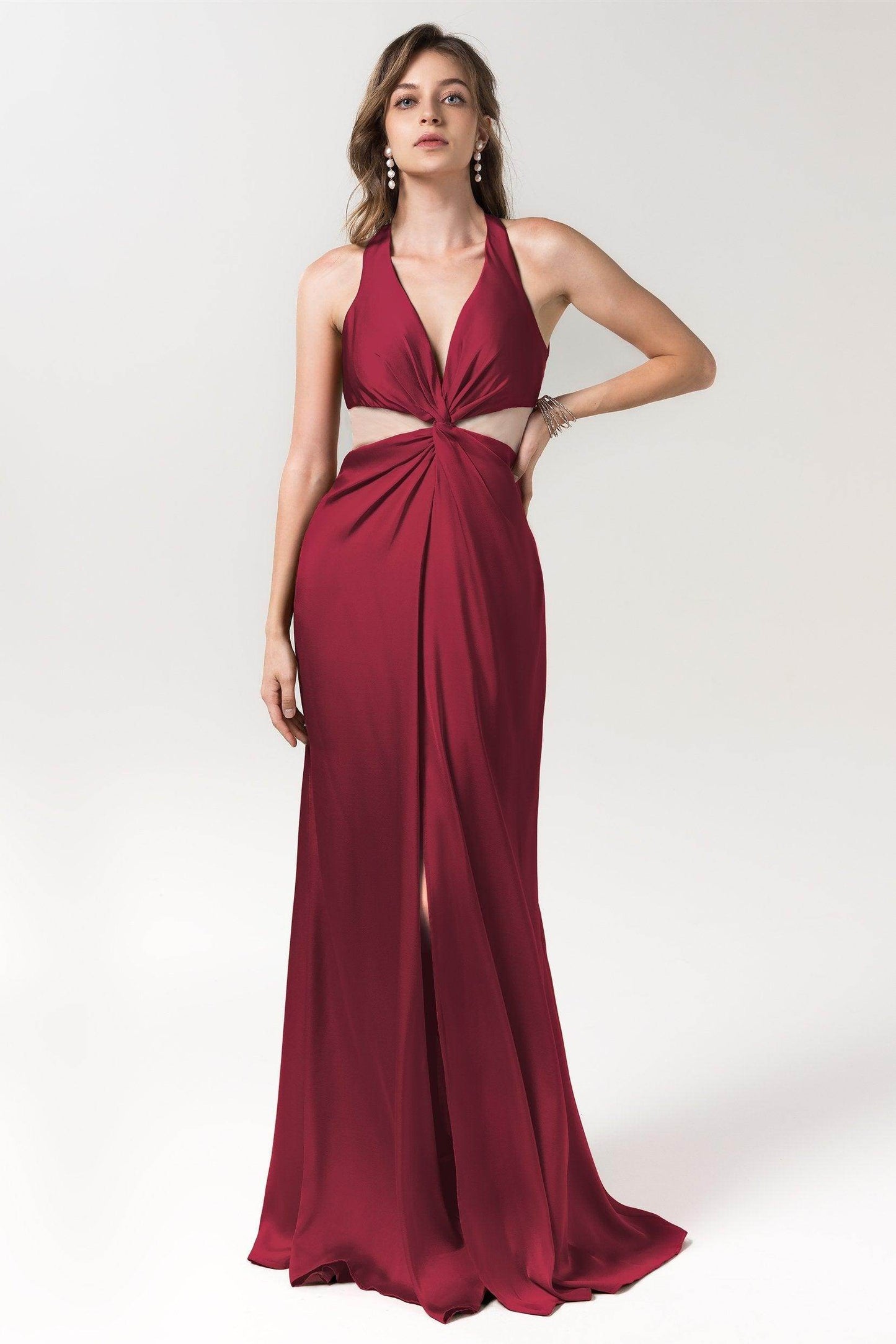 Sheath Floor Length Luxe Satin Bridesmaid Dress Formal Dresses CB0586 - COCOMELODY