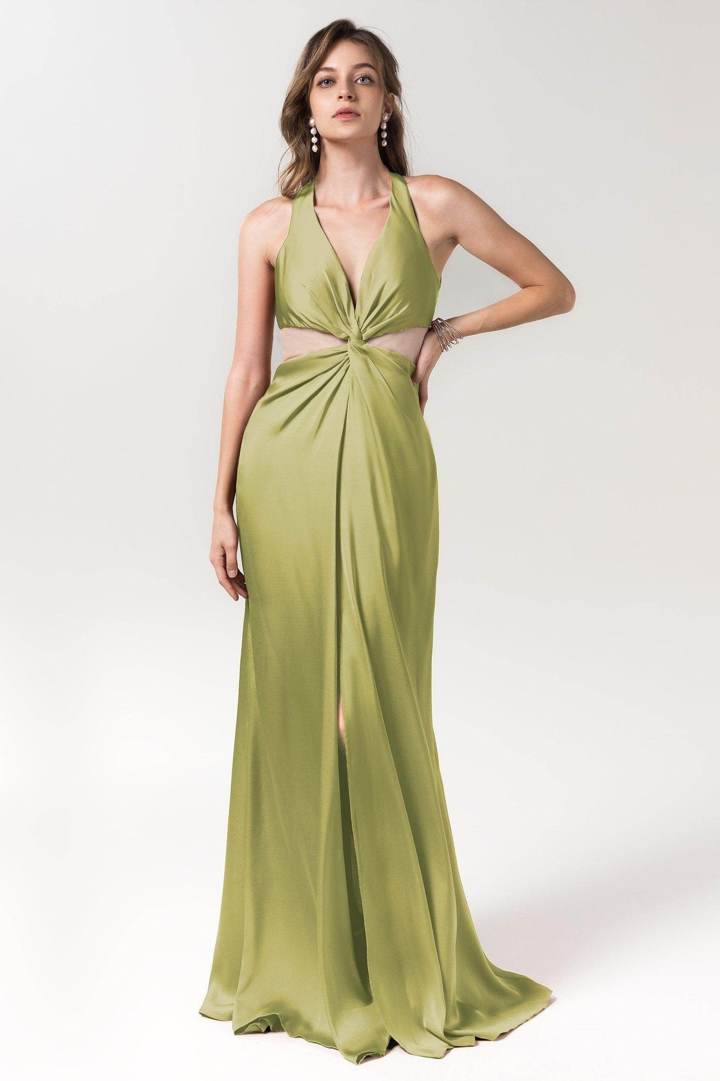 Sheath Floor Length Luxe Satin Bridesmaid Dress Formal Dresses CB0586 - COCOMELODY