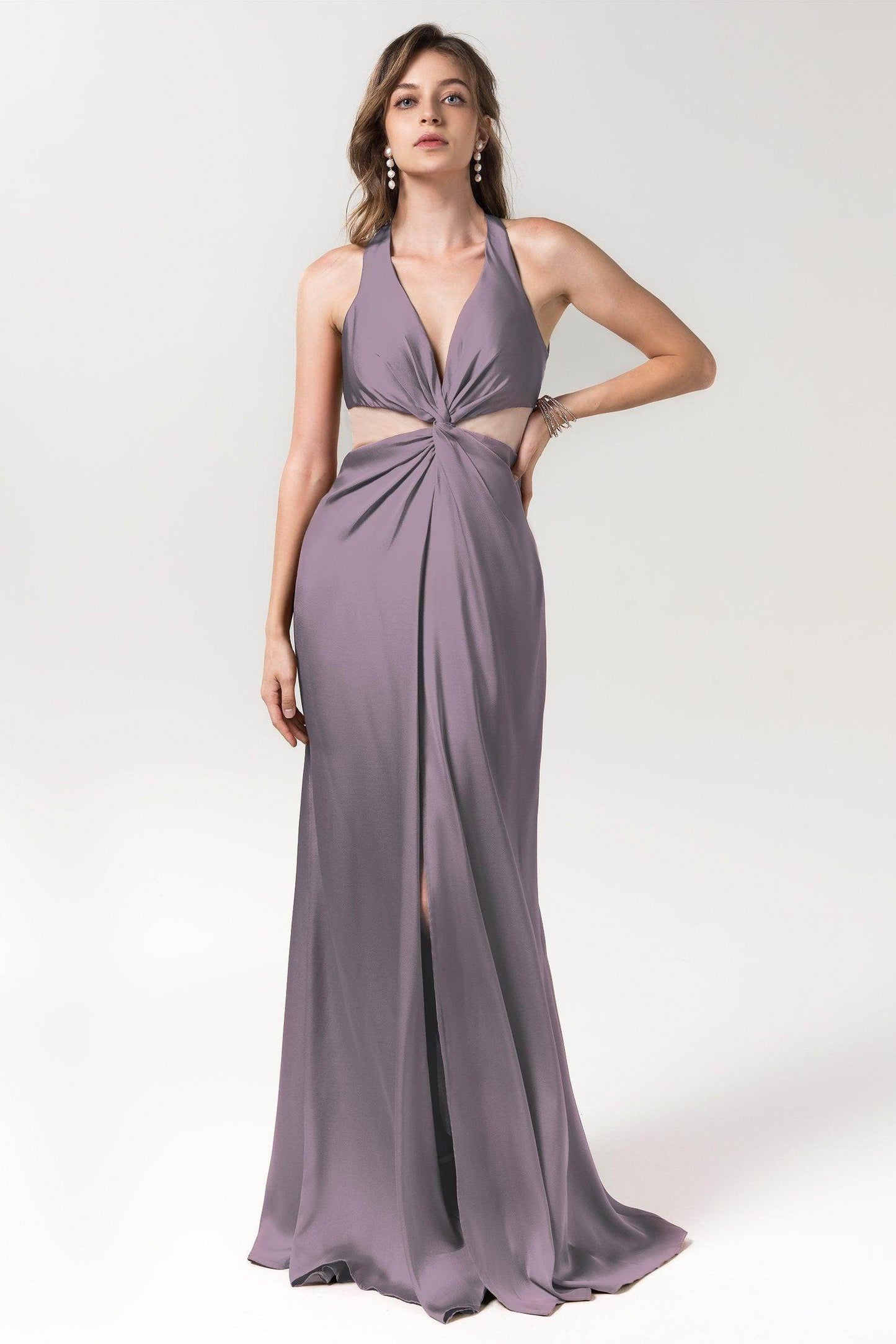 Sheath Floor Length Luxe Satin Bridesmaid Dress Formal Dresses CB0586 - COCOMELODY