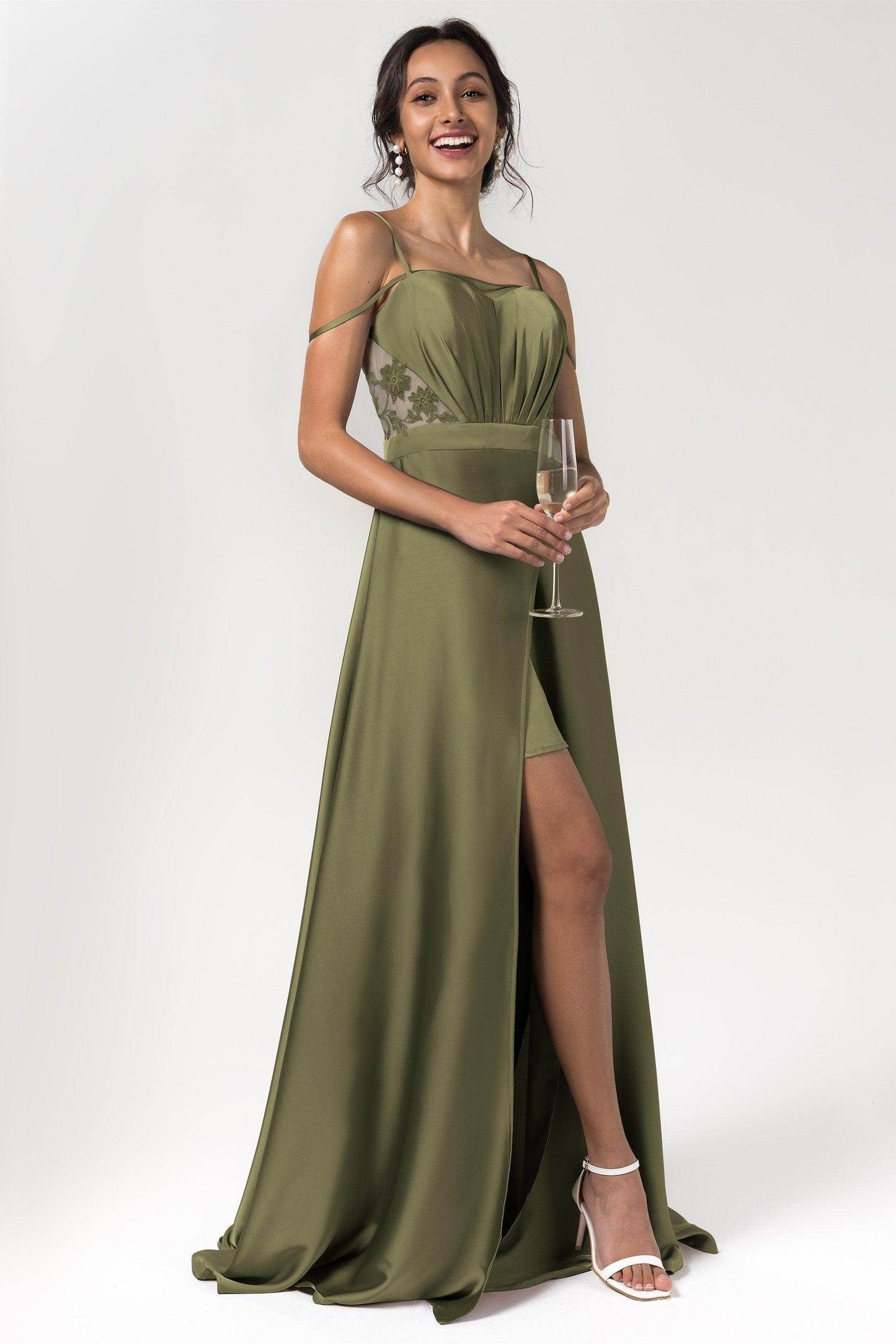 A-Line Floor Length Luxe Satin Bridesmaid Dress Formal Dresses CB0588 - COCOMELODY