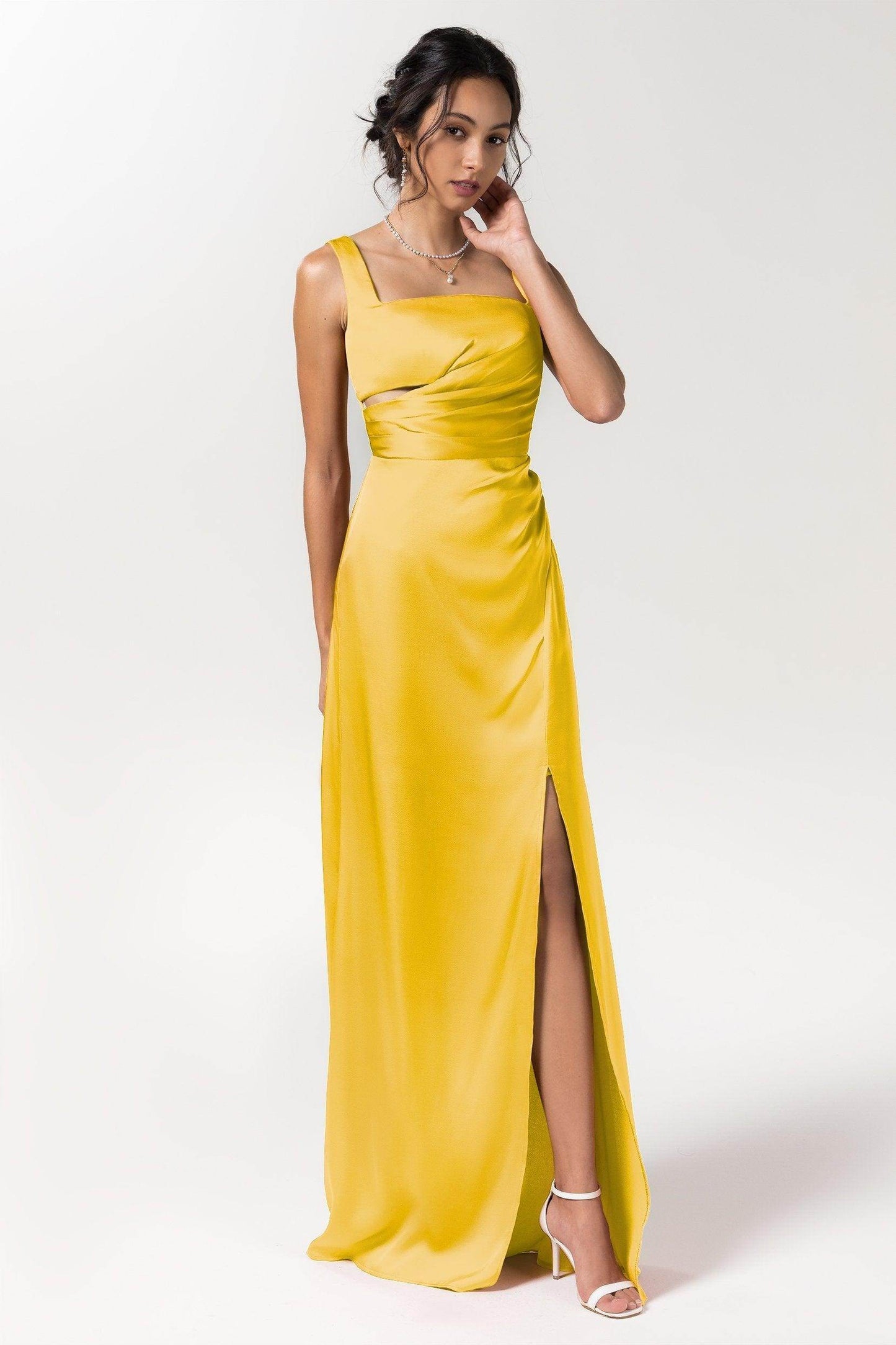 Sheath Floor Length Luxe Satin Bridesmaid Dress Formal Dresses CB0590 - COCOMELODY