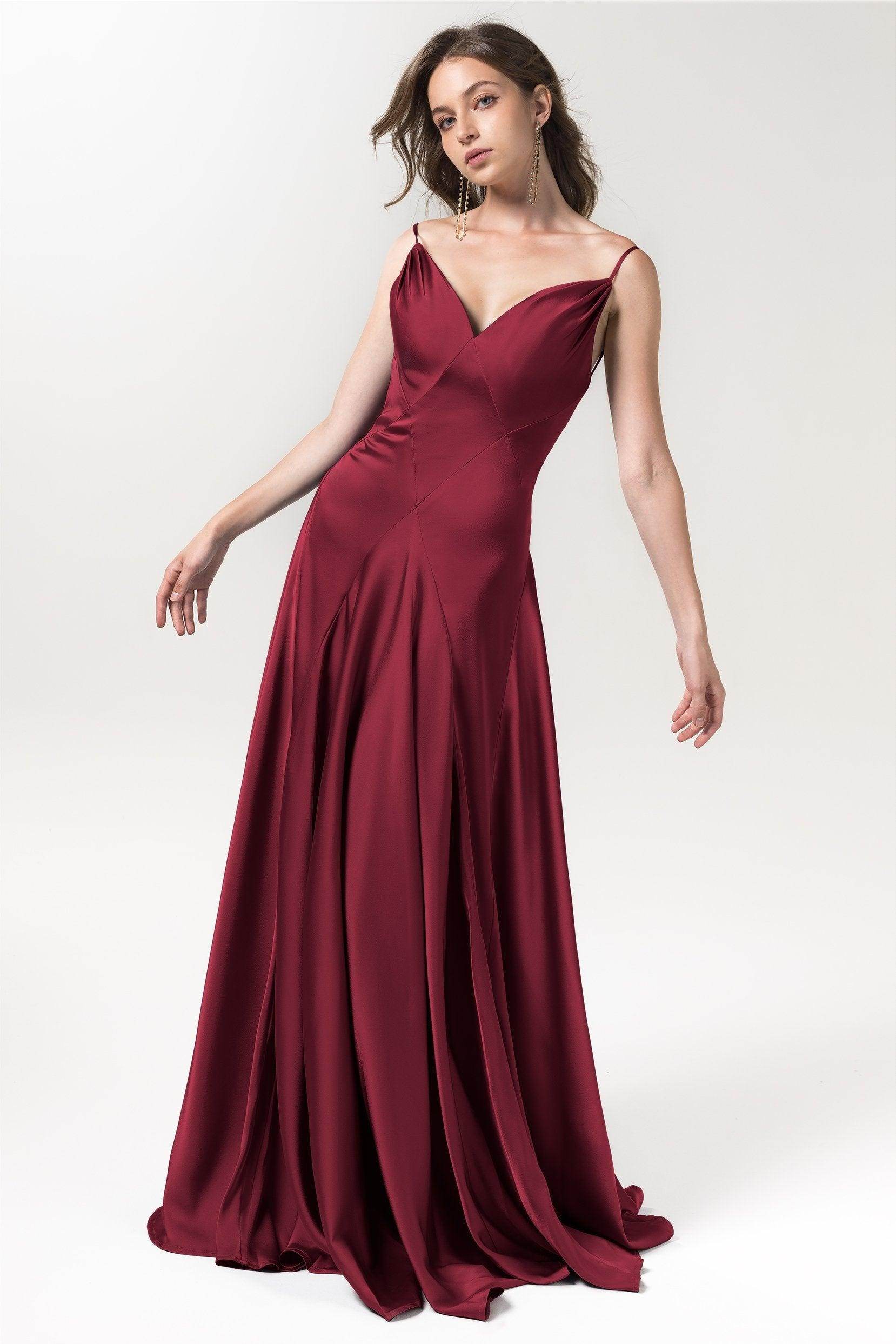 A-Line Floor Length Luxe Satin Bridesmaid Dress Formal Dresses CB0591 - COCOMELODY