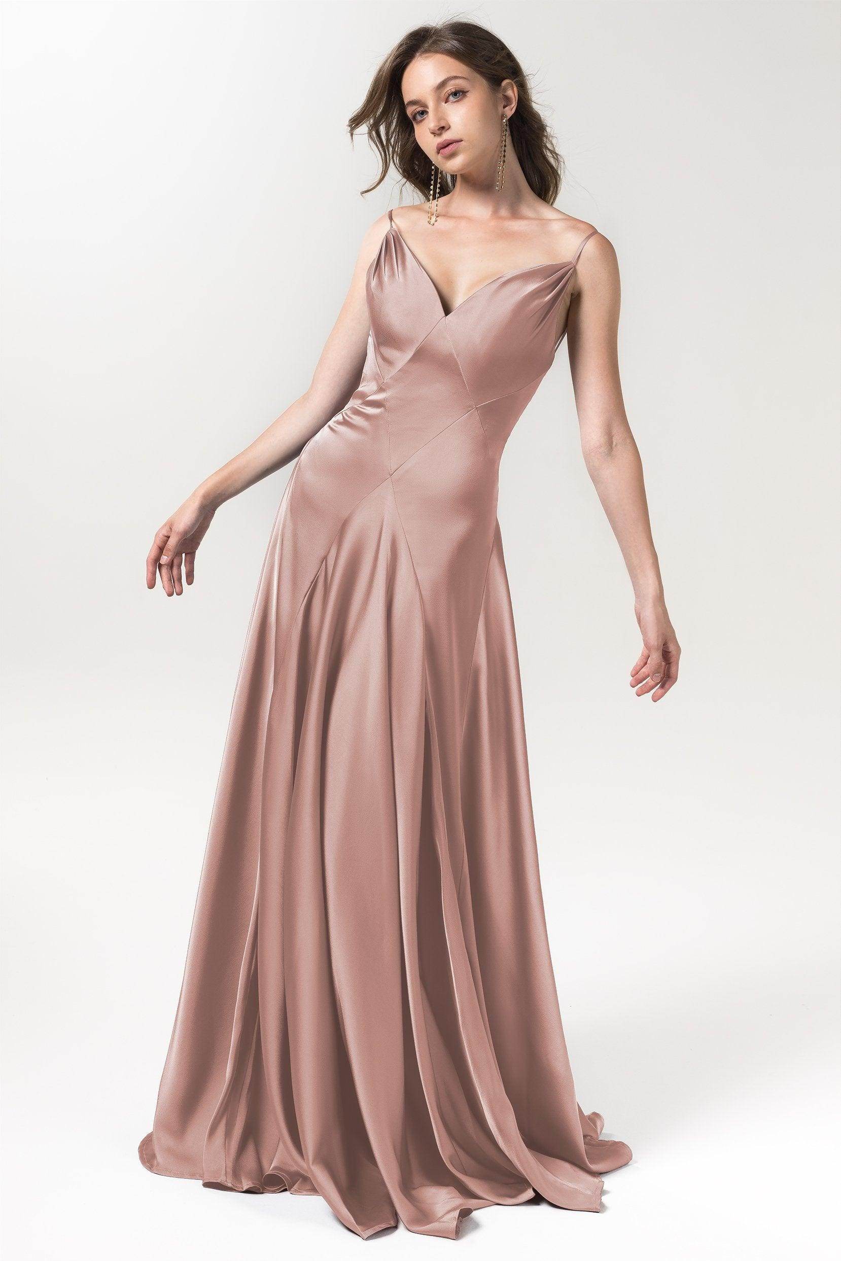 A-Line Floor Length Luxe Satin Bridesmaid Dress Formal Dresses CB0591 - COCOMELODY