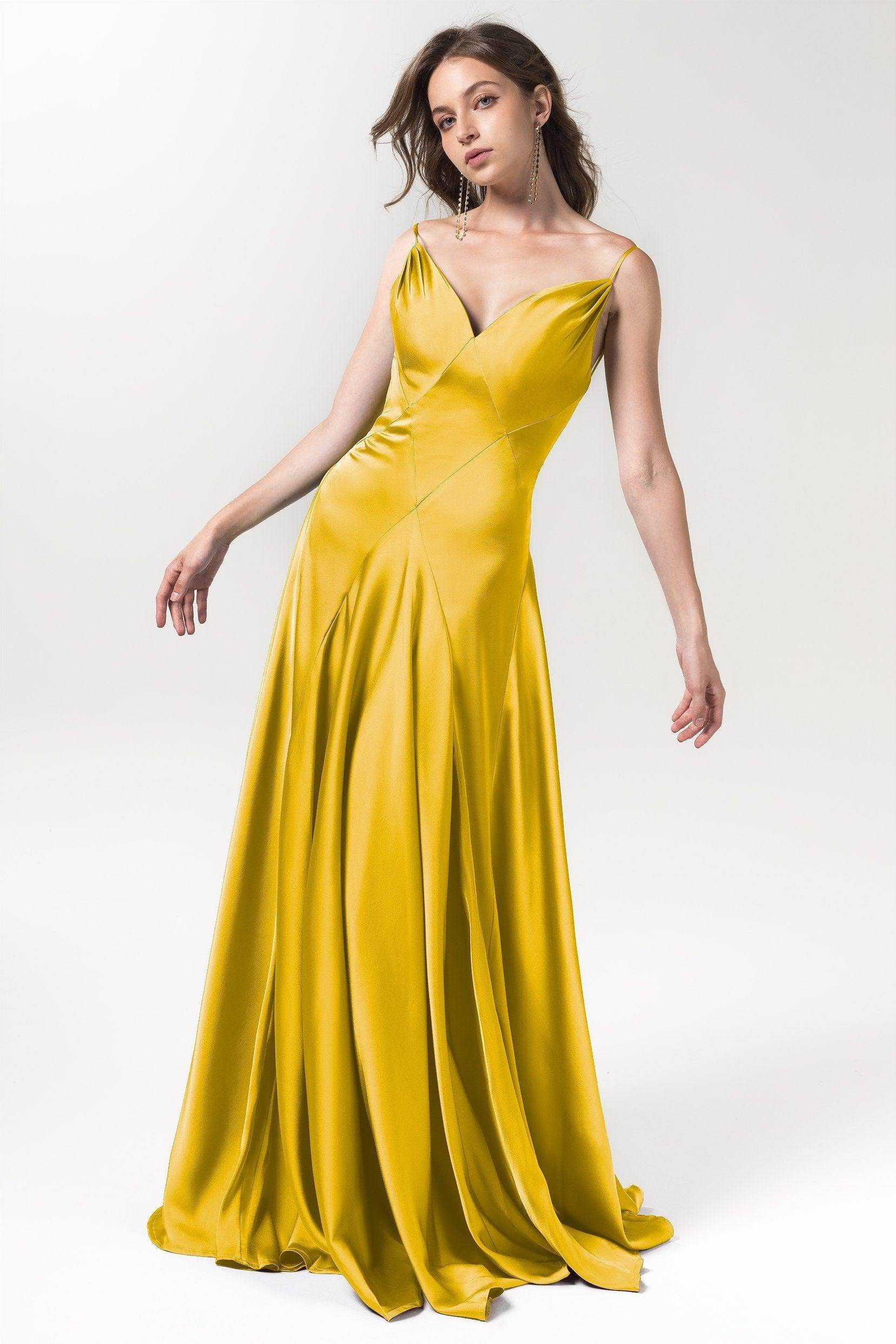 A-Line Floor Length Luxe Satin Bridesmaid Dress Formal Dresses CB0591 - COCOMELODY