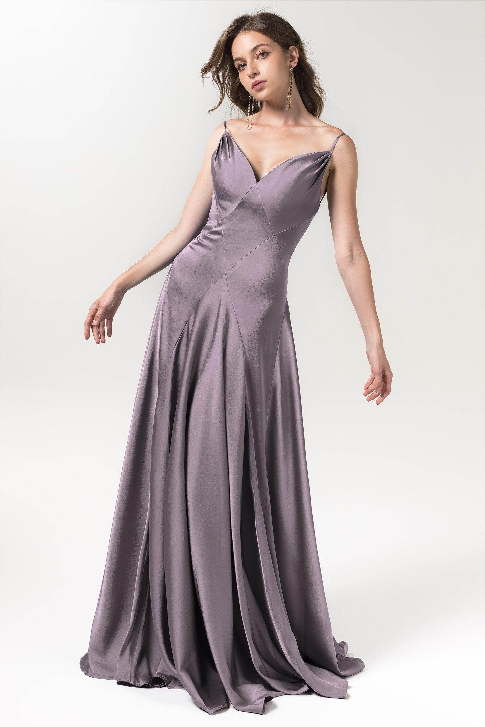 A-Line Floor Length Luxe Satin Bridesmaid Dress Formal Dresses CB0591 - COCOMELODY