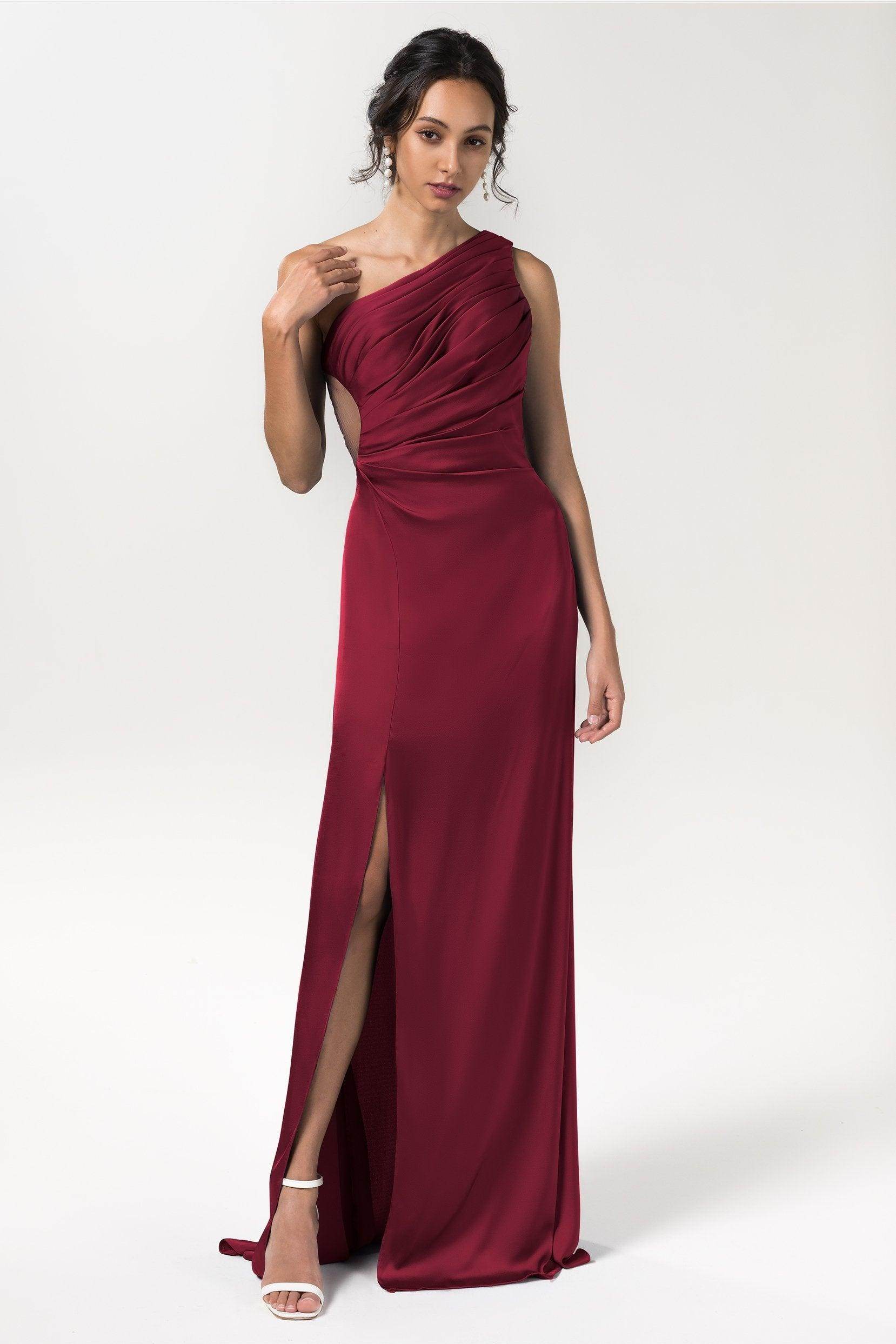 Sheath Floor Length Luxe Satin Bridesmaid Dress Formal Dresses CB0592 - COCOMELODY