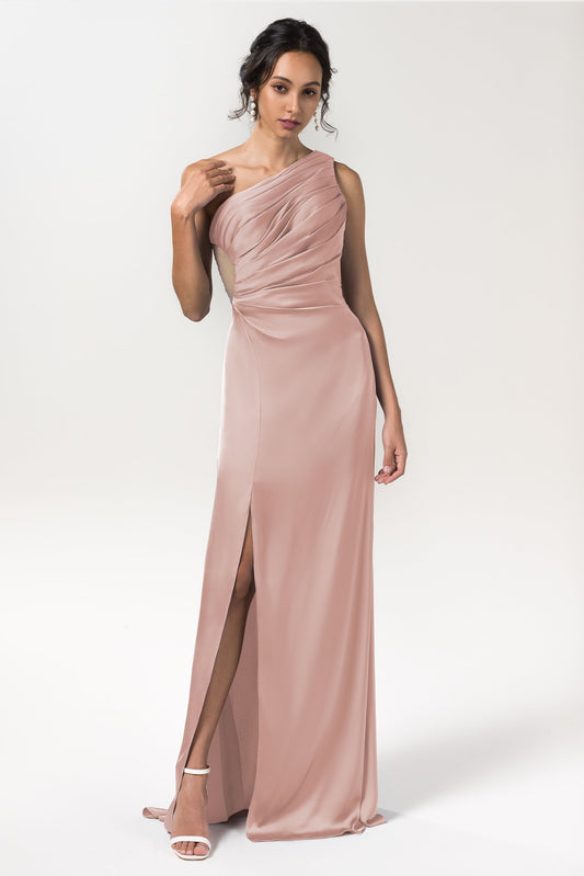 Sheath Floor Length Luxe Satin Bridesmaid Dress Formal Dresses CB0592
