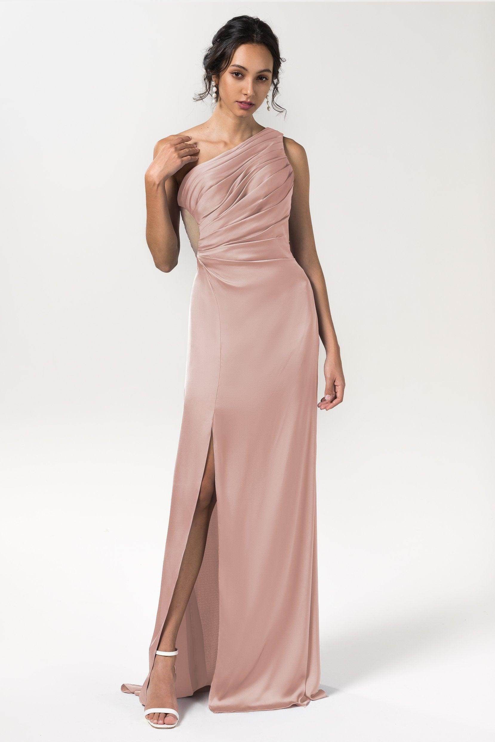 Sheath Floor Length Luxe Satin Bridesmaid Dress Formal Dresses CB0592 - COCOMELODY