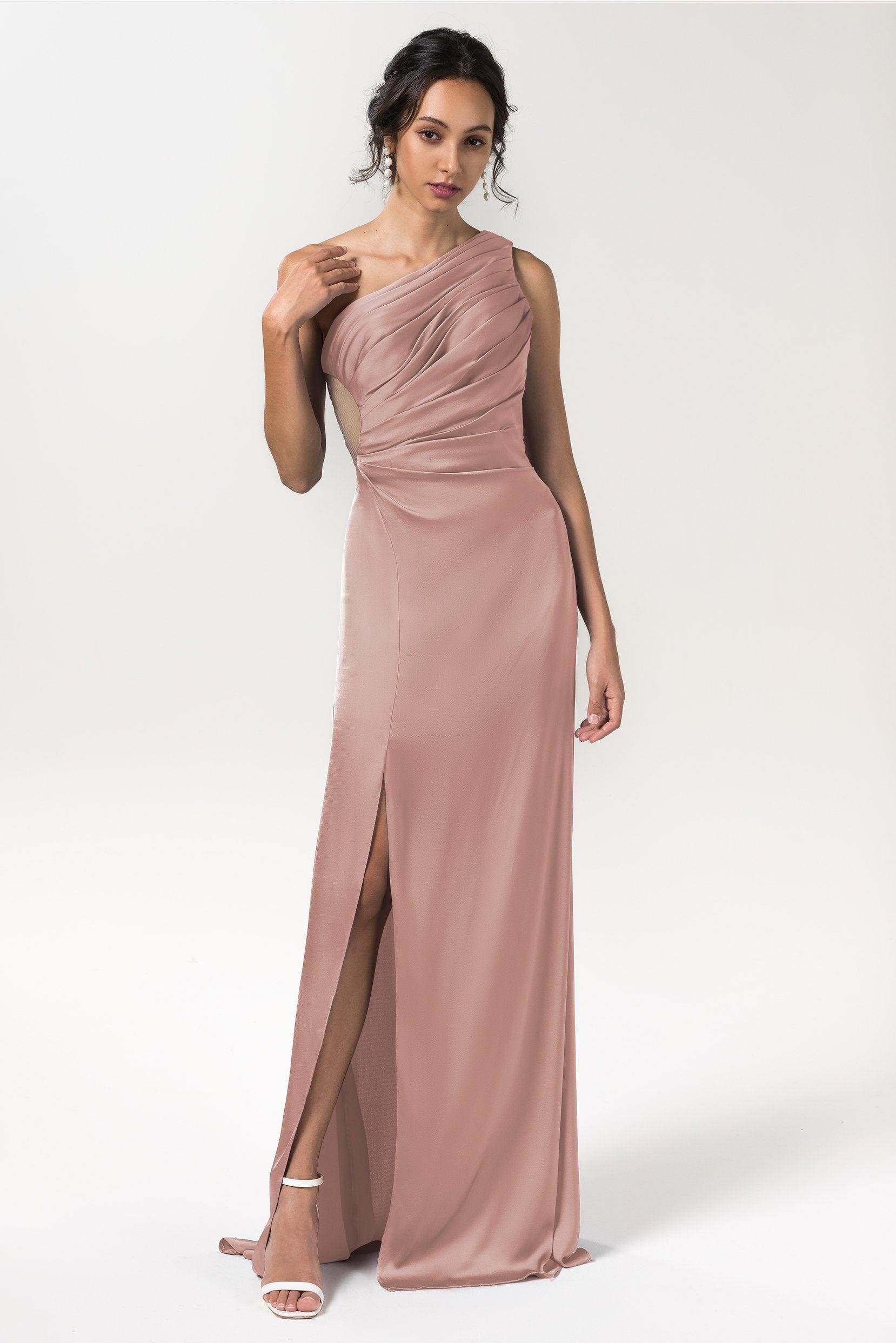 Sheath Floor Length Luxe Satin Bridesmaid Dress Formal Dresses CB0592 - COCOMELODY