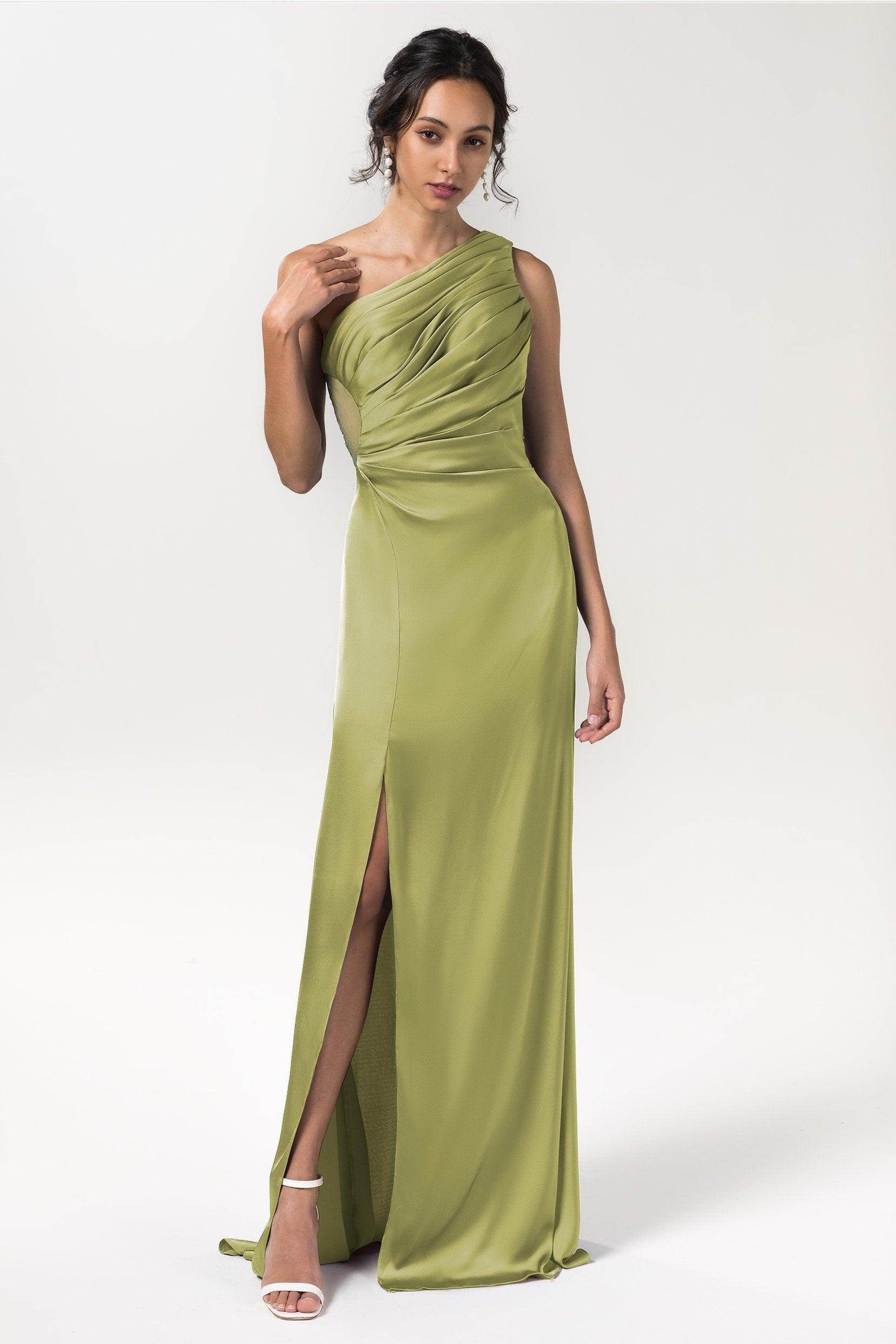 Sheath Floor Length Luxe Satin Bridesmaid Dress Formal Dresses CB0592 - COCOMELODY