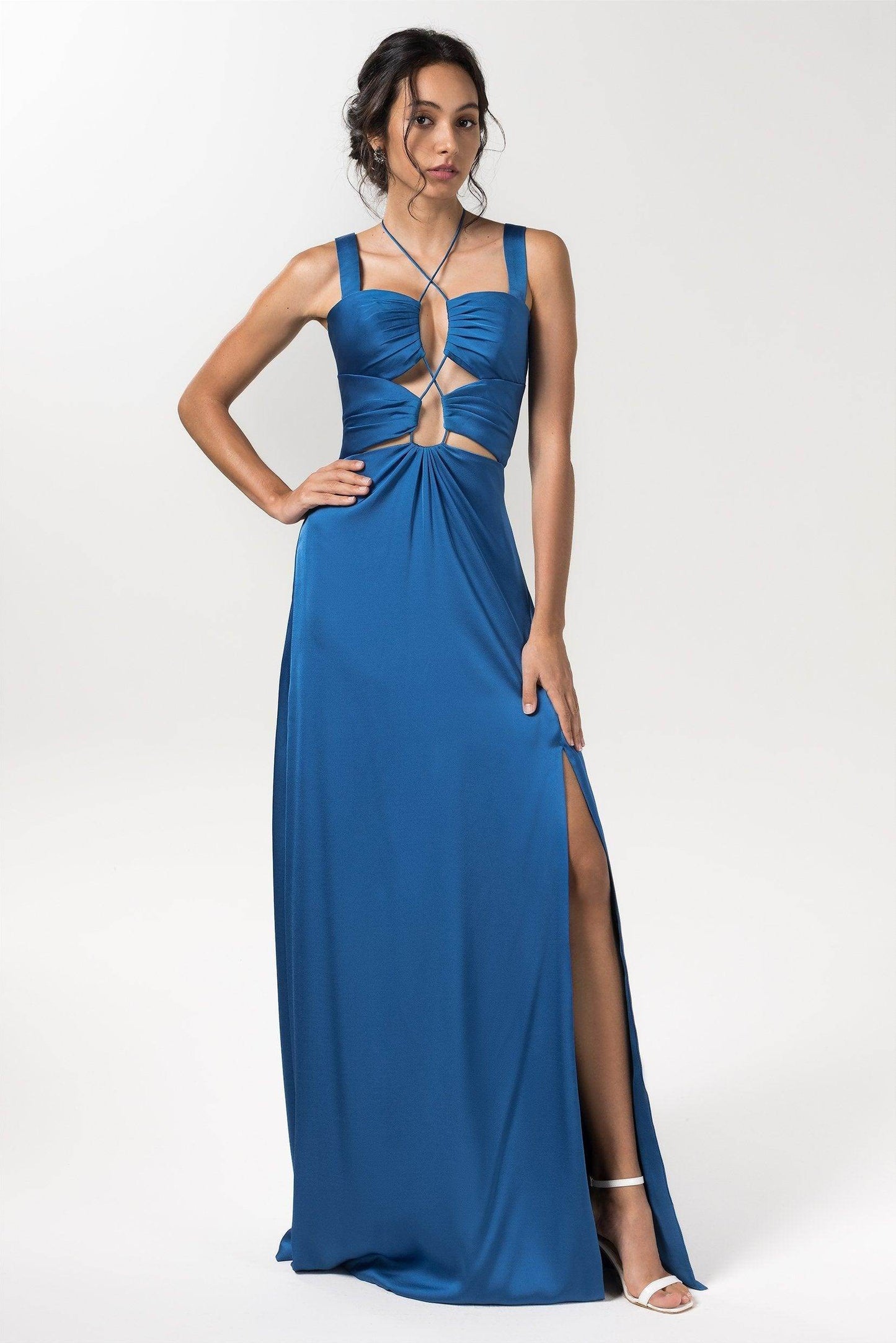 Sheath Floor Length Luxe Satin Bridesmaid Dress Formal Dresses CB0593 - COCOMELODY