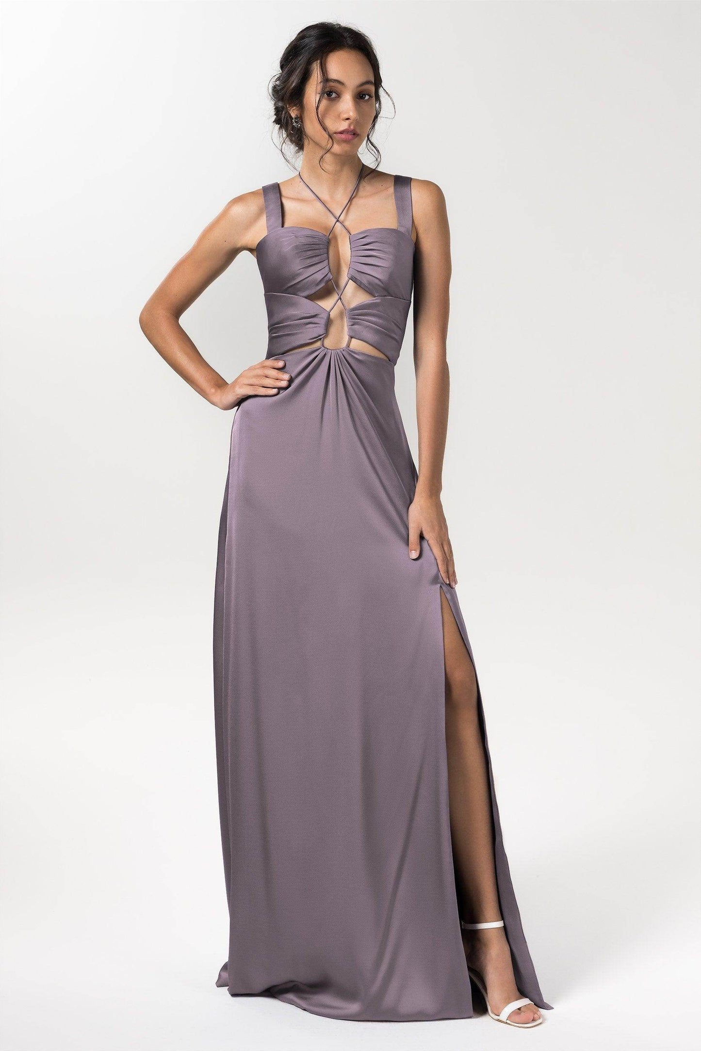 Sheath Floor Length Luxe Satin Bridesmaid Dress Formal Dresses CB0593 - COCOMELODY