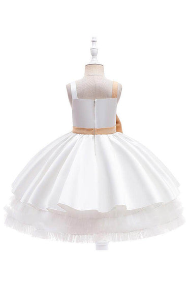 A-Line Mini Satin Flower Girl Dress 682558338968 - COCOMELODY