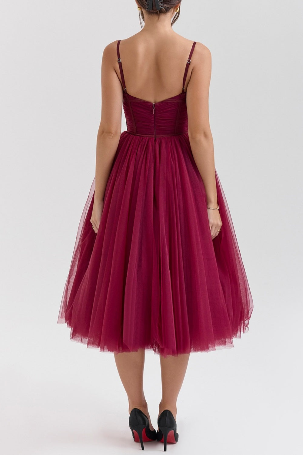 A-line Spaghetti Strap Tulle Formal Evening Dresses 854604954195