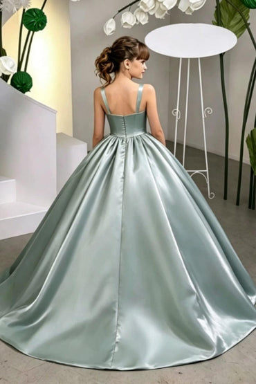 Minimalist Spaghetti Strap Square Neck Satin Flower Girl Dresses 1035694869157 - 10 Days / As Picture / 2 - COCOMELODY