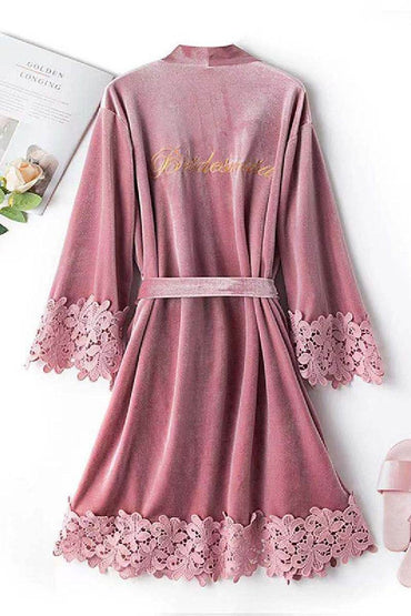 Velvet Knee Length Robe For Bridesmaid 632592493236 - COCOMELODY
