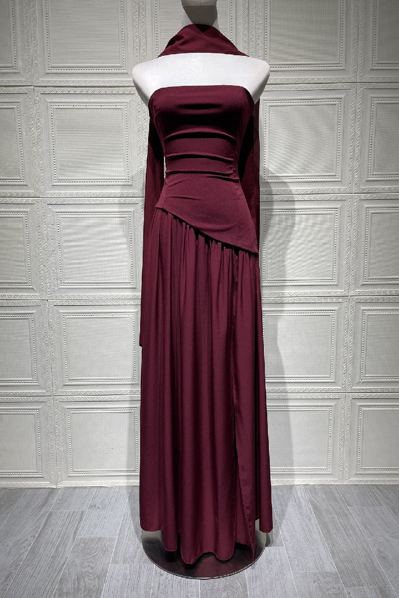 A-Line Maxi Knitted Fabric Dress 970800986791