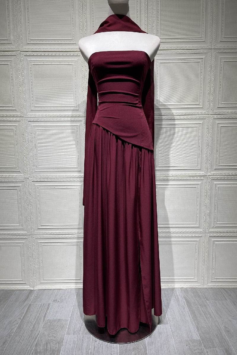 A-Line Maxi Knitted Fabric Dress 970800986791 - COCOMELODY