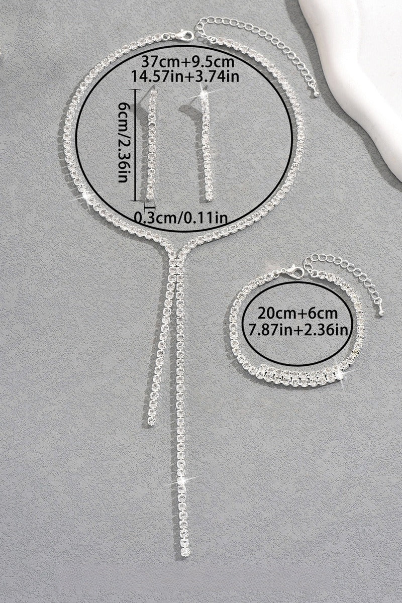 Classic Zircon Wedding Bracelet/Earrings/Necklace Jewelry Sets (Set of 3) 845056946494