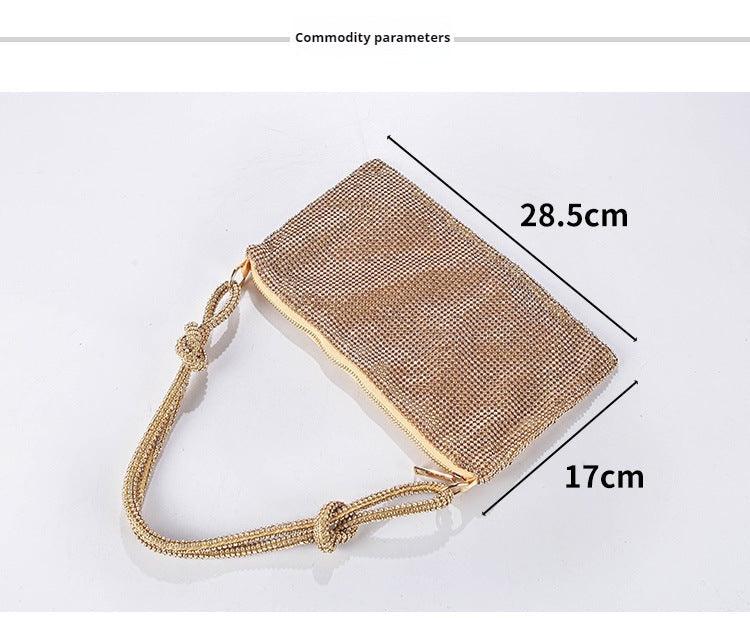 Metal diamond-encrusted dinner bag 776820368706 - 7 Days / Gold / 28.5*17cm - COCOMELODY