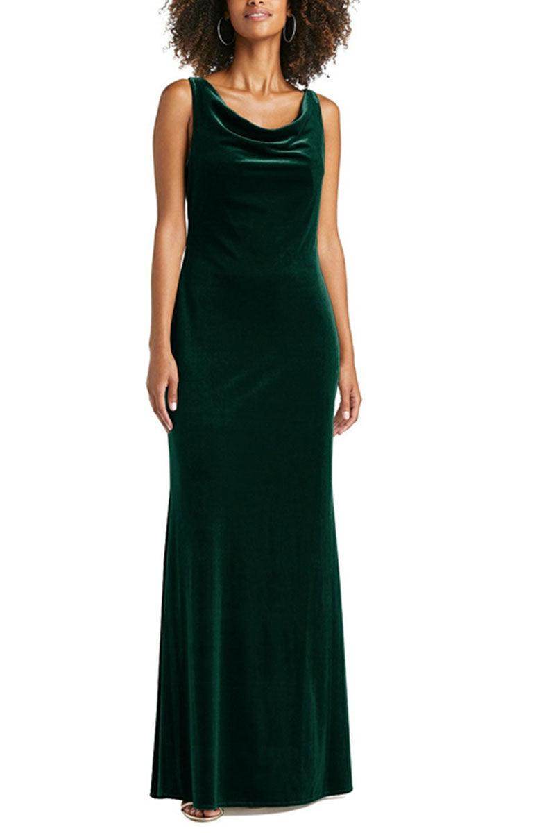 A-Line Maxi Velvet Bridesmaid Dress 632358899575 - COCOMELODY